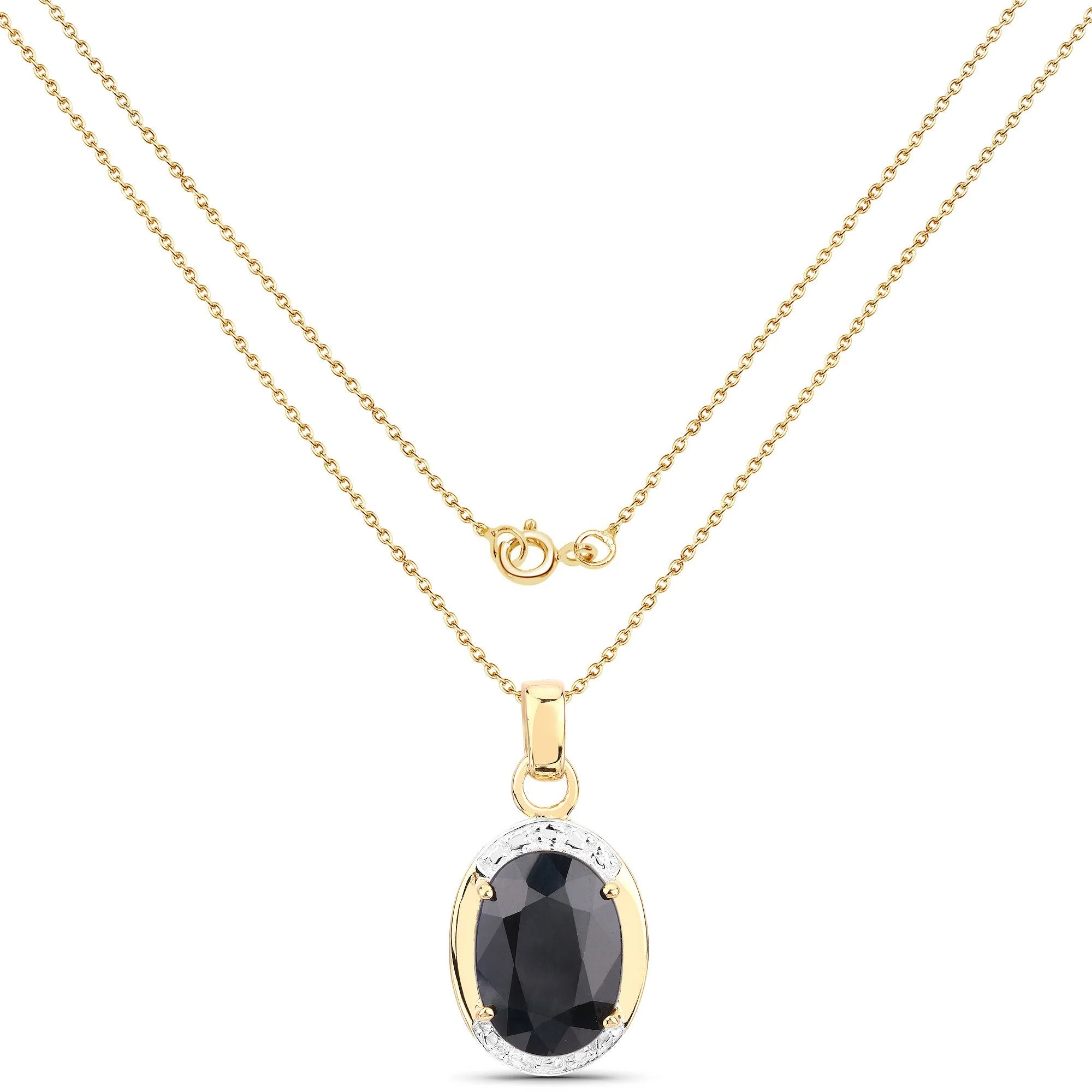7.50 Carat Genuine Black Sapphire .925 Sterling Silver Pendant - Image 2