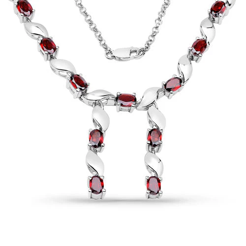 7.65 Carat Genuine Garnet .925 Sterling Silver Necklace - Image 4