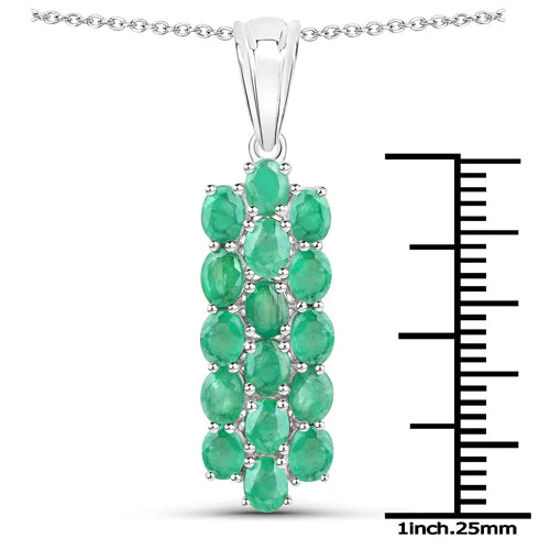 7.80 Carat Genuine Zambian Emerald .925 Sterling Silver 3 Piece Jewelry Set (Ring, Earrings, and Pendant w/ Chain) - Image 11