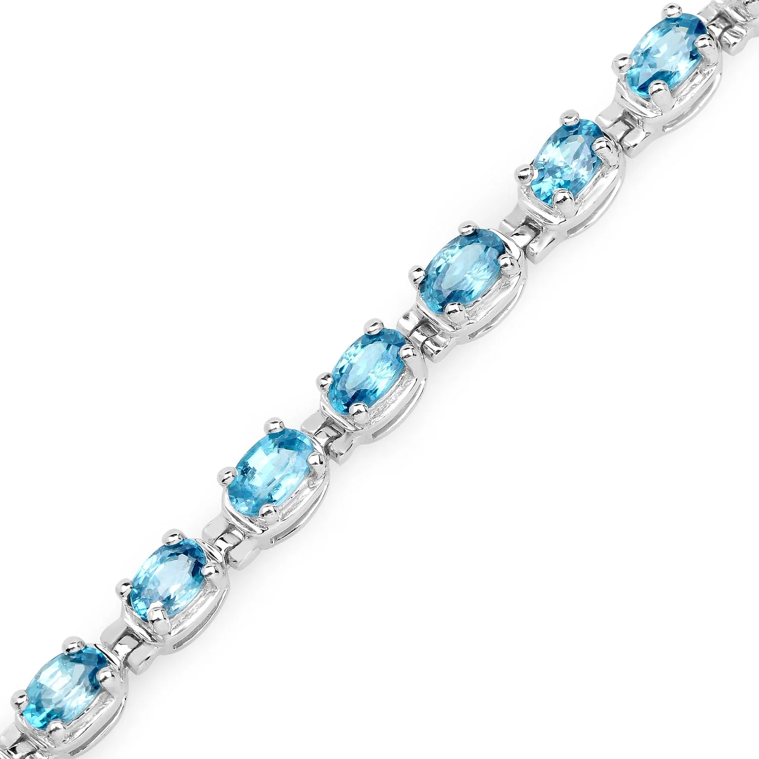7.92 Carat Genuine Blue Zircon .925 Sterling Silver Bracelet - Image 3