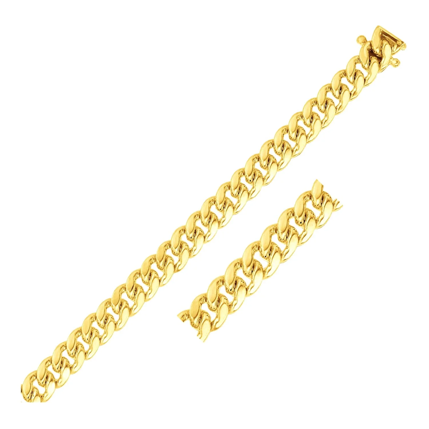 8.25mm 14k Yellow Gold Classic Miami Cuban Solid Bracelet - Image 4