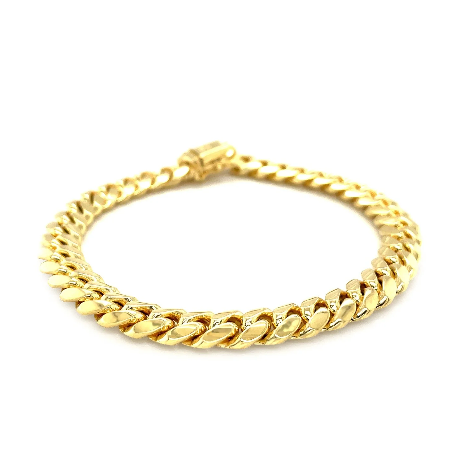 8.25mm 14k Yellow Gold Classic Miami Cuban Solid Bracelet - Image 6