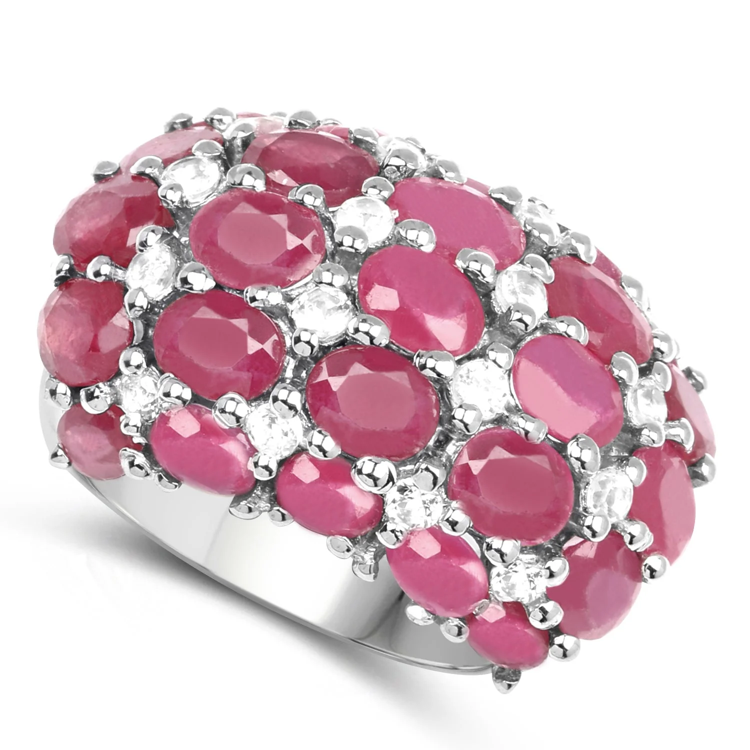 8.54 Carat Glass Filled Ruby and White Topaz .925 Sterling Silver Ring - Image 2