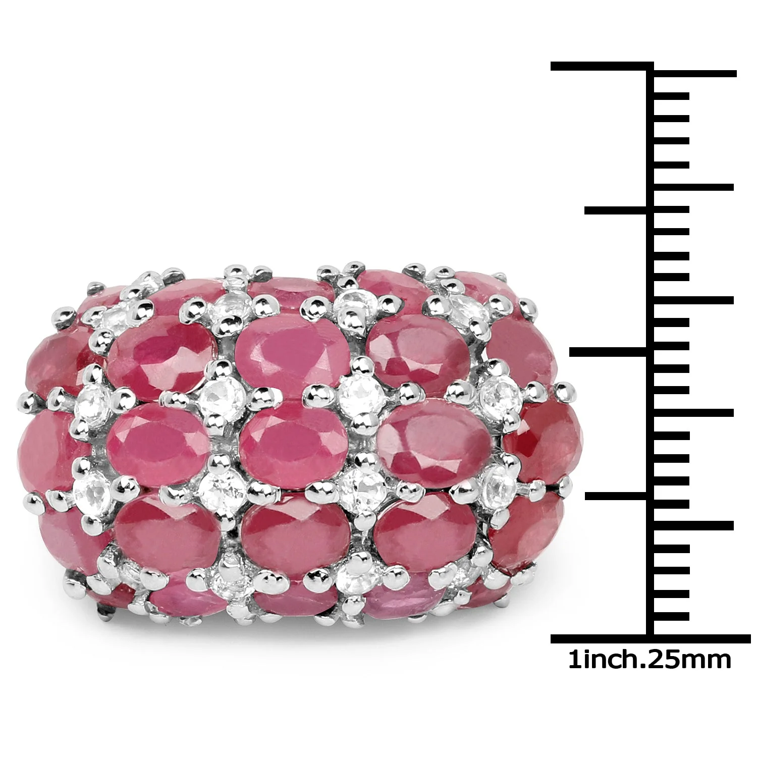 8.54 Carat Glass Filled Ruby and White Topaz .925 Sterling Silver Ring - Image 3