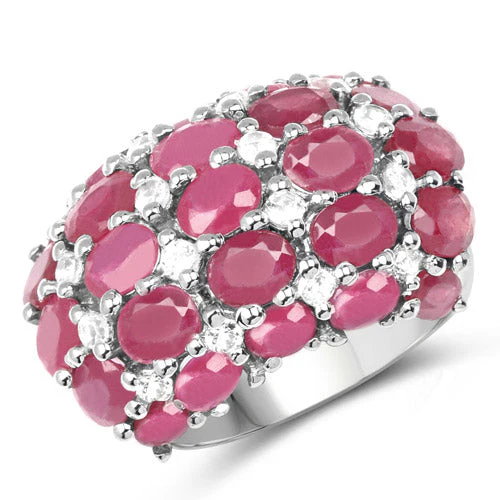 8.54 Carat Glass Filled Ruby and White Topaz .925 Sterling Silver Ring - Image 4