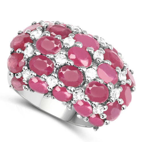 8.54 Carat Glass Filled Ruby and White Topaz .925 Sterling Silver Ring - Image 5