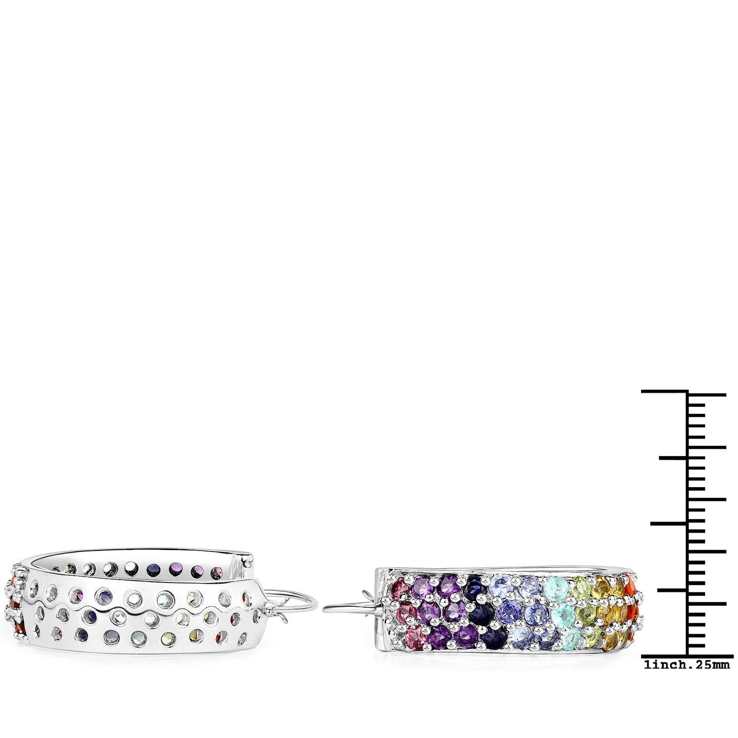 8.79 Carat Genuine Multi Stones .925 Sterling Silver Earrings - Image 3