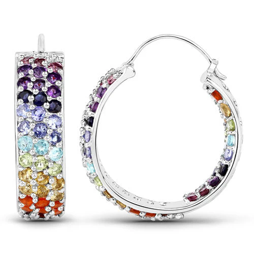 8.79 Carat Genuine Multi Stones .925 Sterling Silver Earrings - Image 5