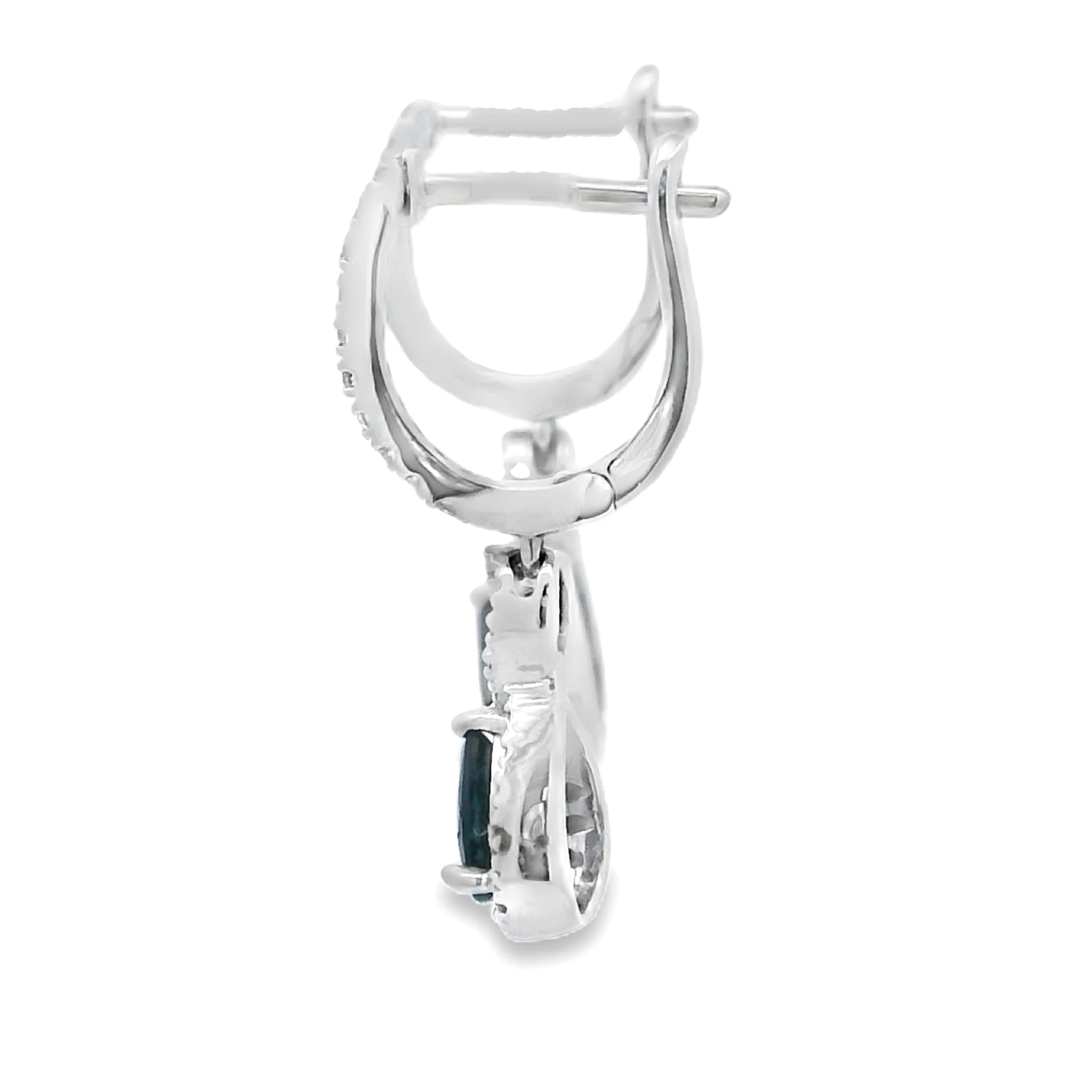 .80ct Sapphire Diamond Dangle Earrings 10KT White Gold - Image 2