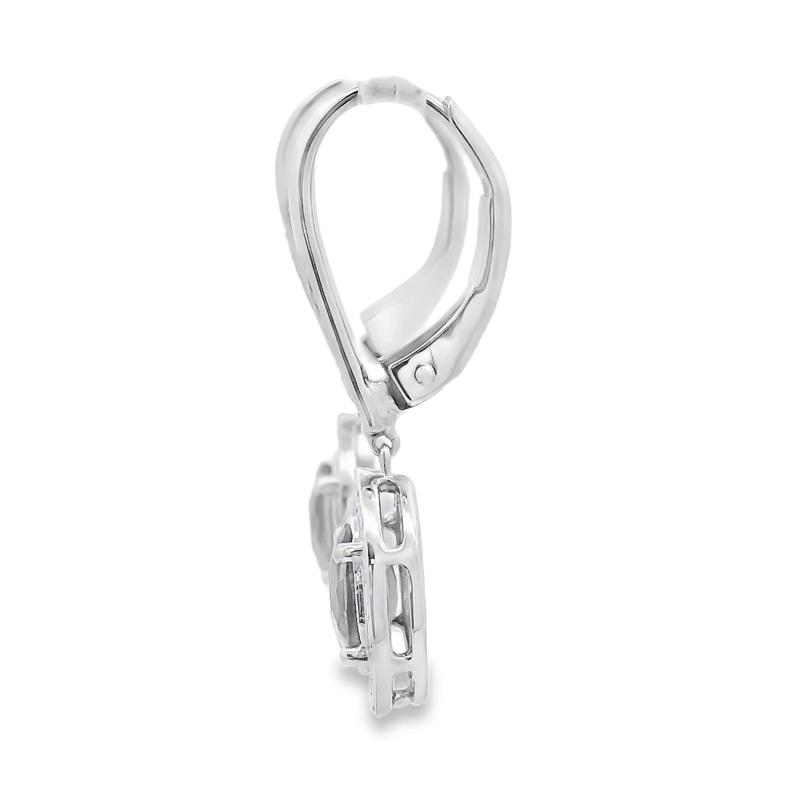 .81ct Quartz Diamond Dangle Earrings 10KT White Gold - Image 2