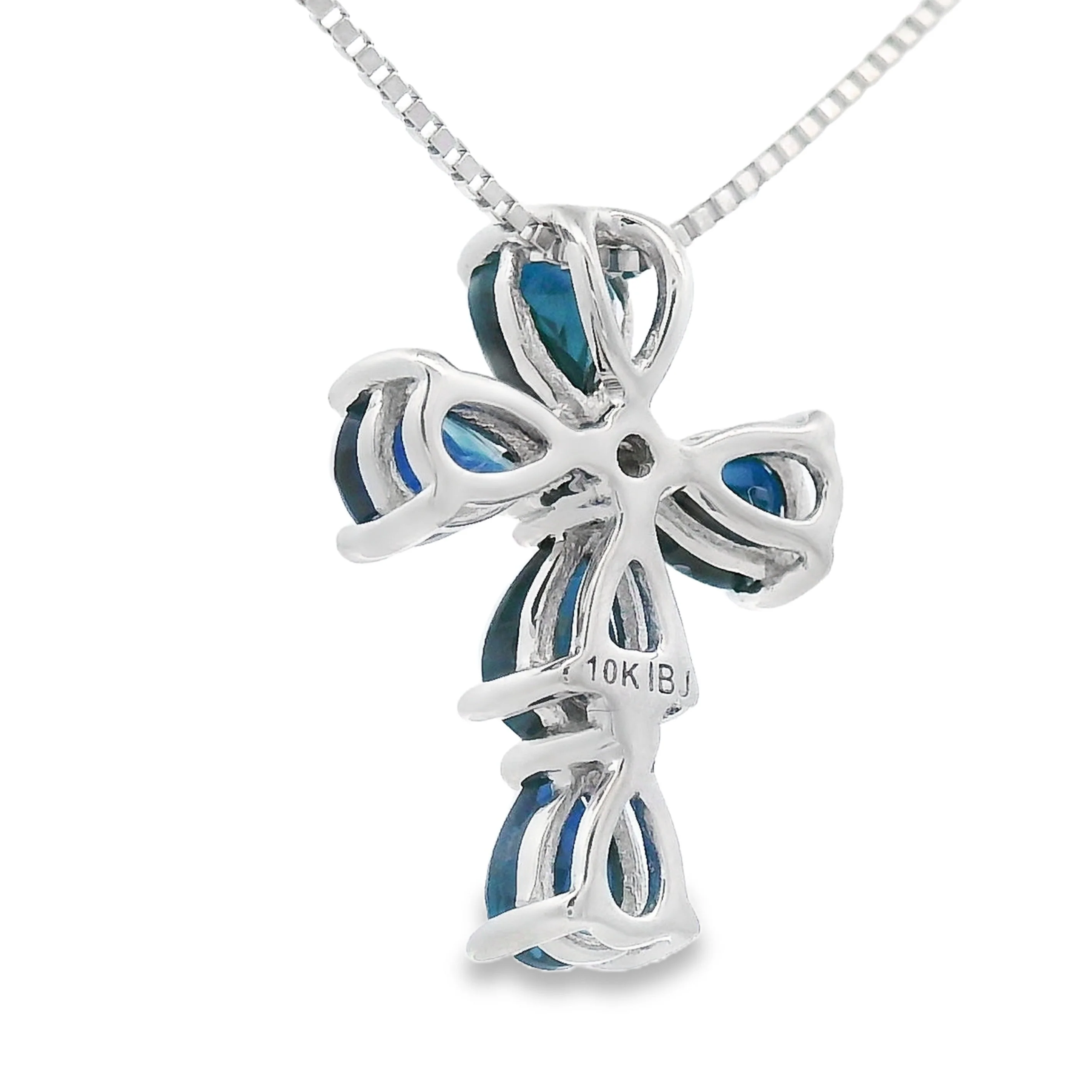 .82ct Sapphire Cross Religious Pendant 10KT White Gold - Image 2