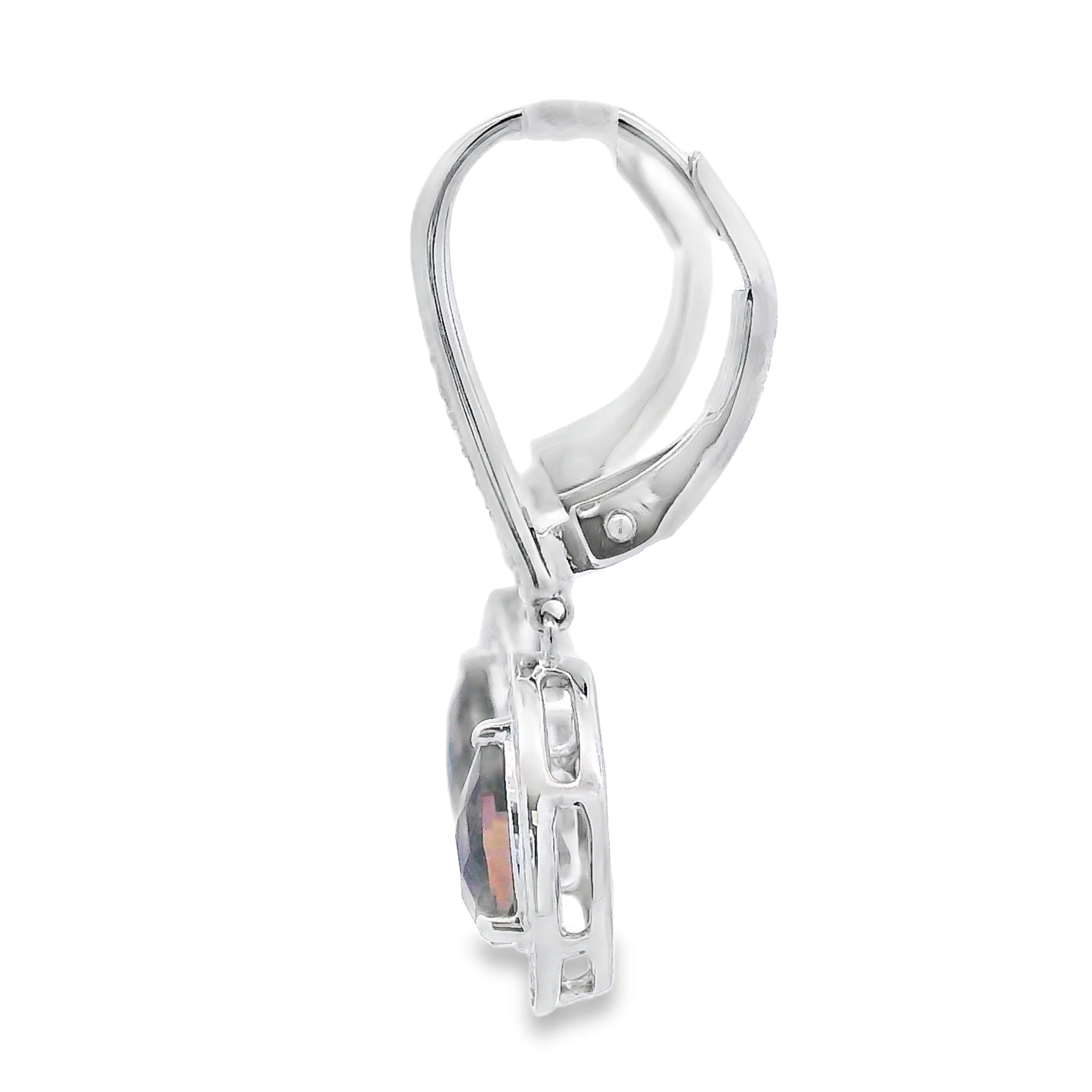 .87ct Quartz Diamond Dangle Earrings 10KT White Gold - Image 2