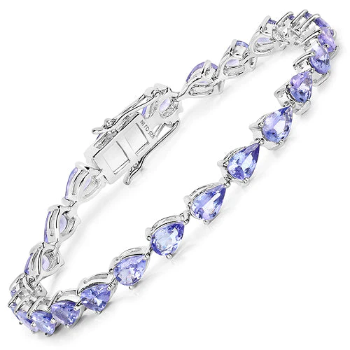 9.25 Carat Genuine Tanzanite .925 Sterling Silver Bracelet - Image 4