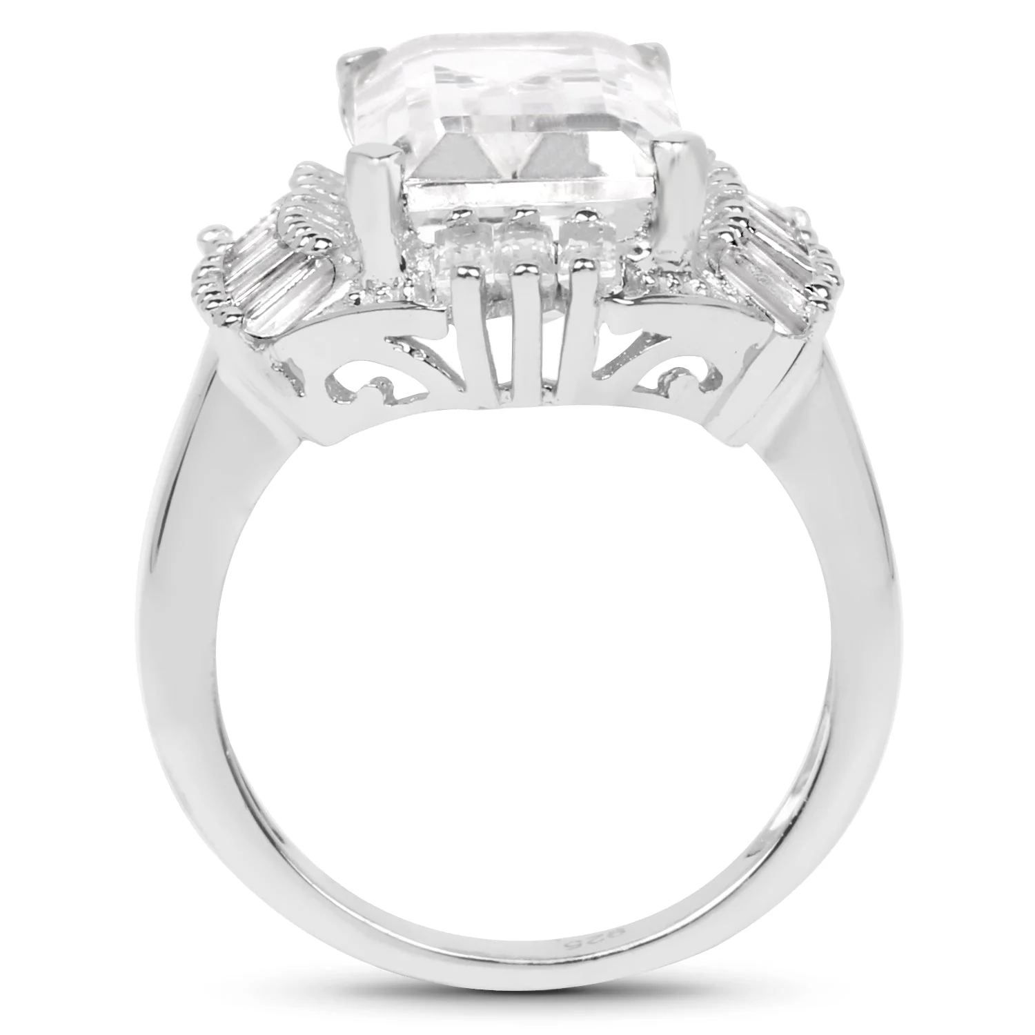 9.77 Carat Genuine Crystal Quartz & White Topaz .925 Sterling Silver Ring - Image 2