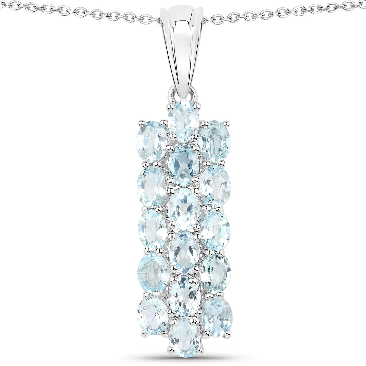 9.88 Carat Genuine Blue Topaz .925 Sterling Silver 3 Piece Jewelry Set (Ring, Earrings, and Pendant w/ Chain) - Image 3