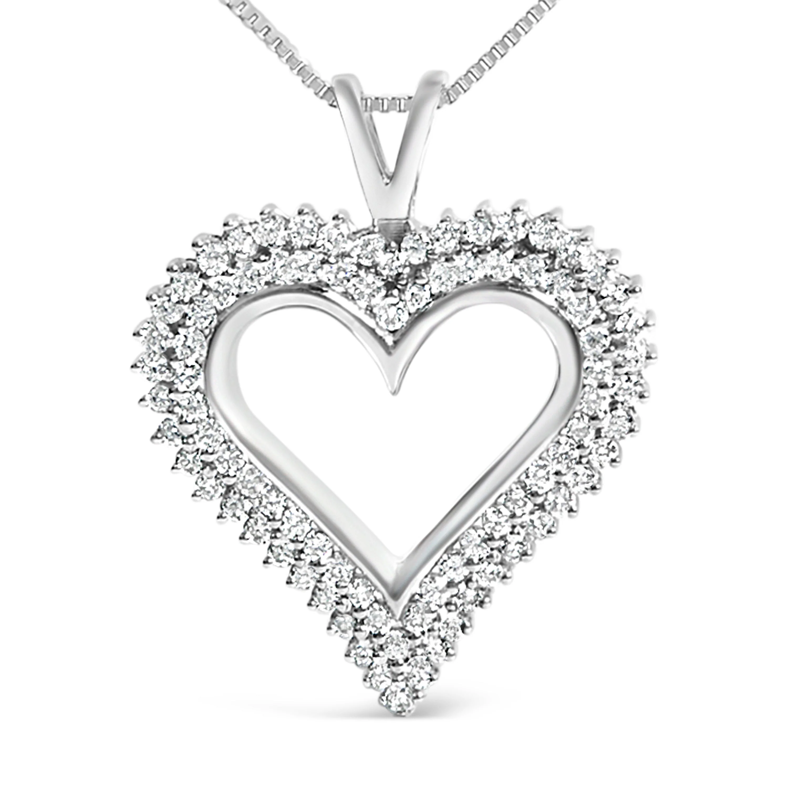 .925 Sterling Silver 1.00 Cttw Lab-Grown Diamond Open Heart Pendant Necklace (F-G Color, VS1-VS2 Clarity) - 18" Inches - Image 6