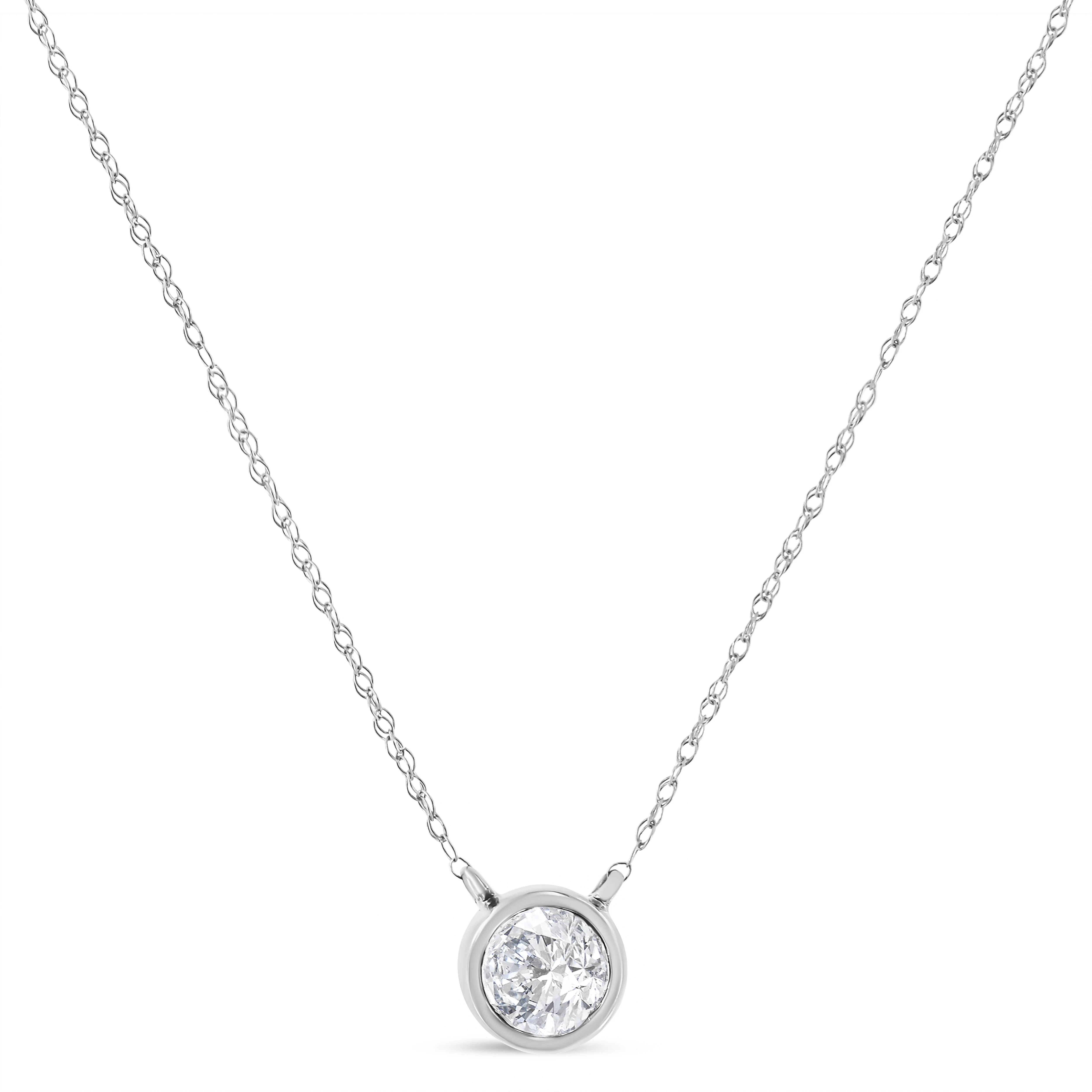 .925 Sterling Silver 1/10 Cttw Round-Cut Diamond Bezel 18" Pendant Necklace (J-K Color, I1-I2 Clarity) - Image 11