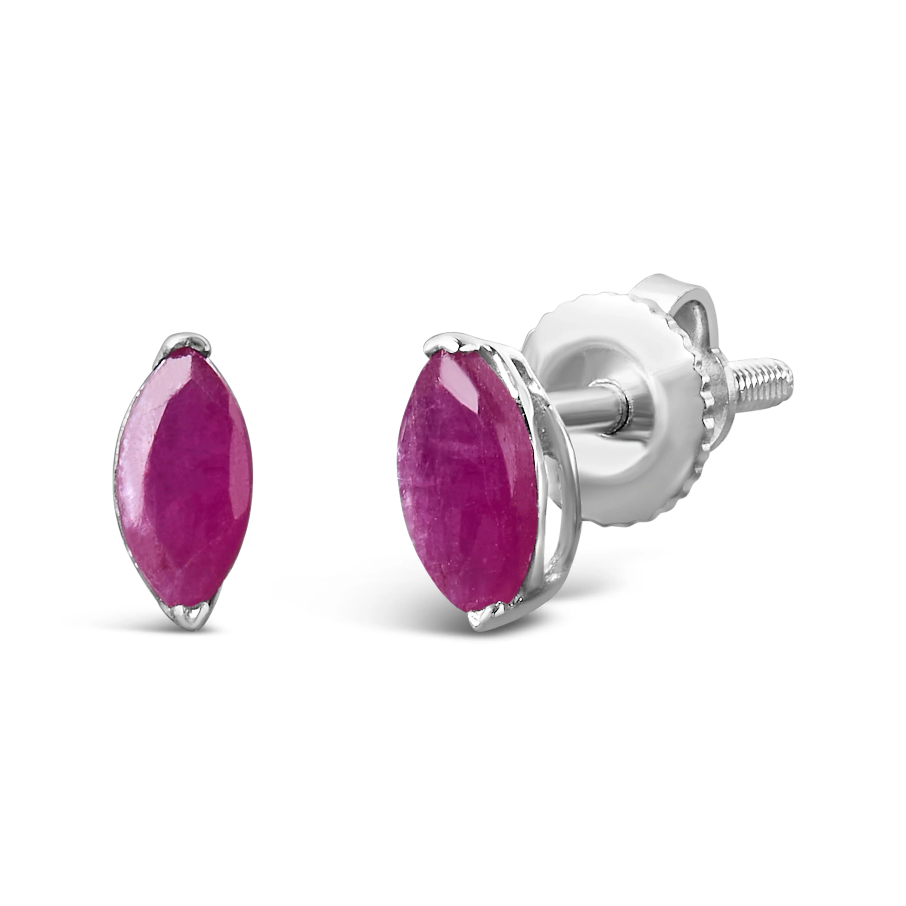 .925 Sterling Silver 1/2 Cttw Created Pink Ruby Gemstone Solitaire Stud Earrings - Image 2