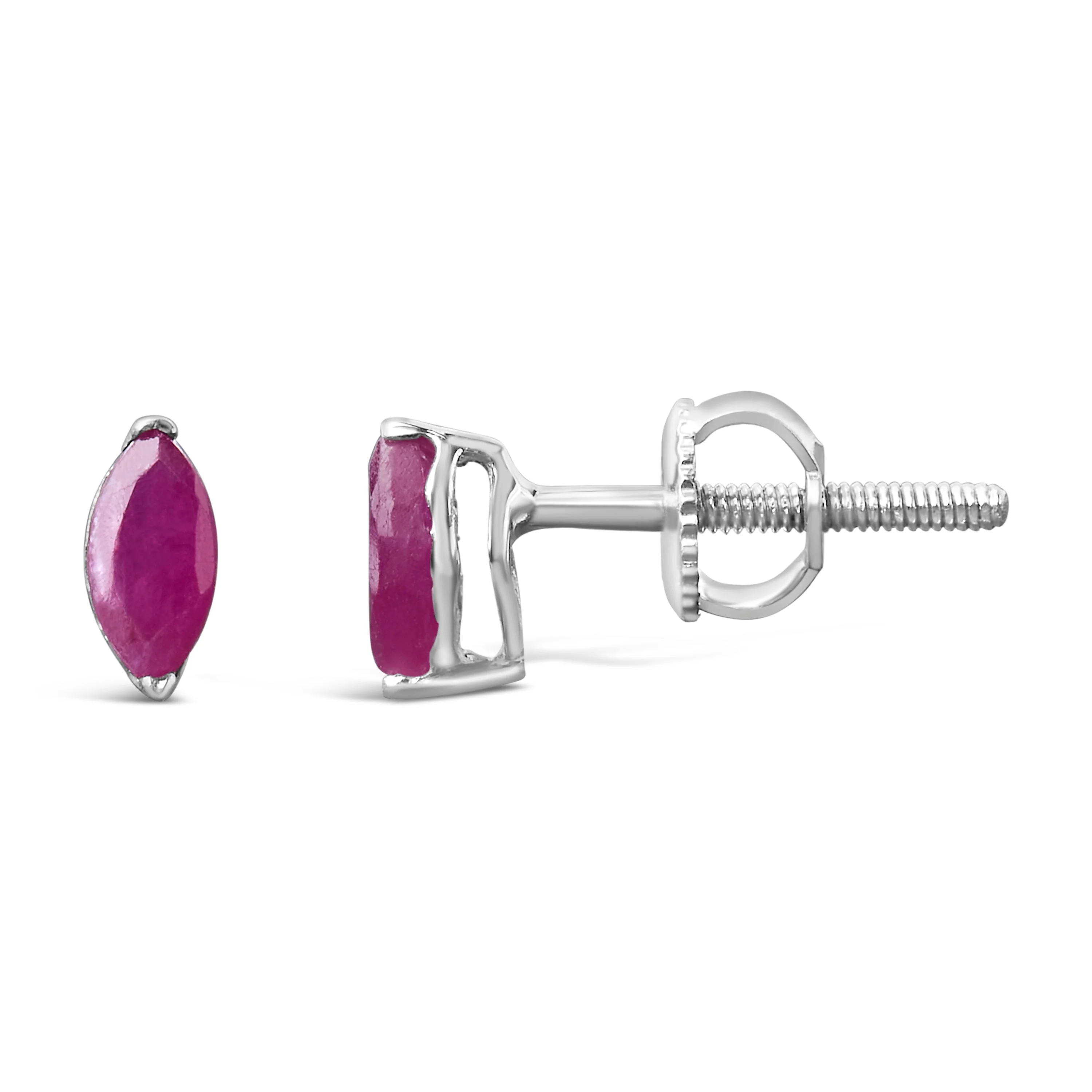 .925 Sterling Silver 1/2 Cttw Created Pink Ruby Gemstone Solitaire Stud Earrings - Image 3
