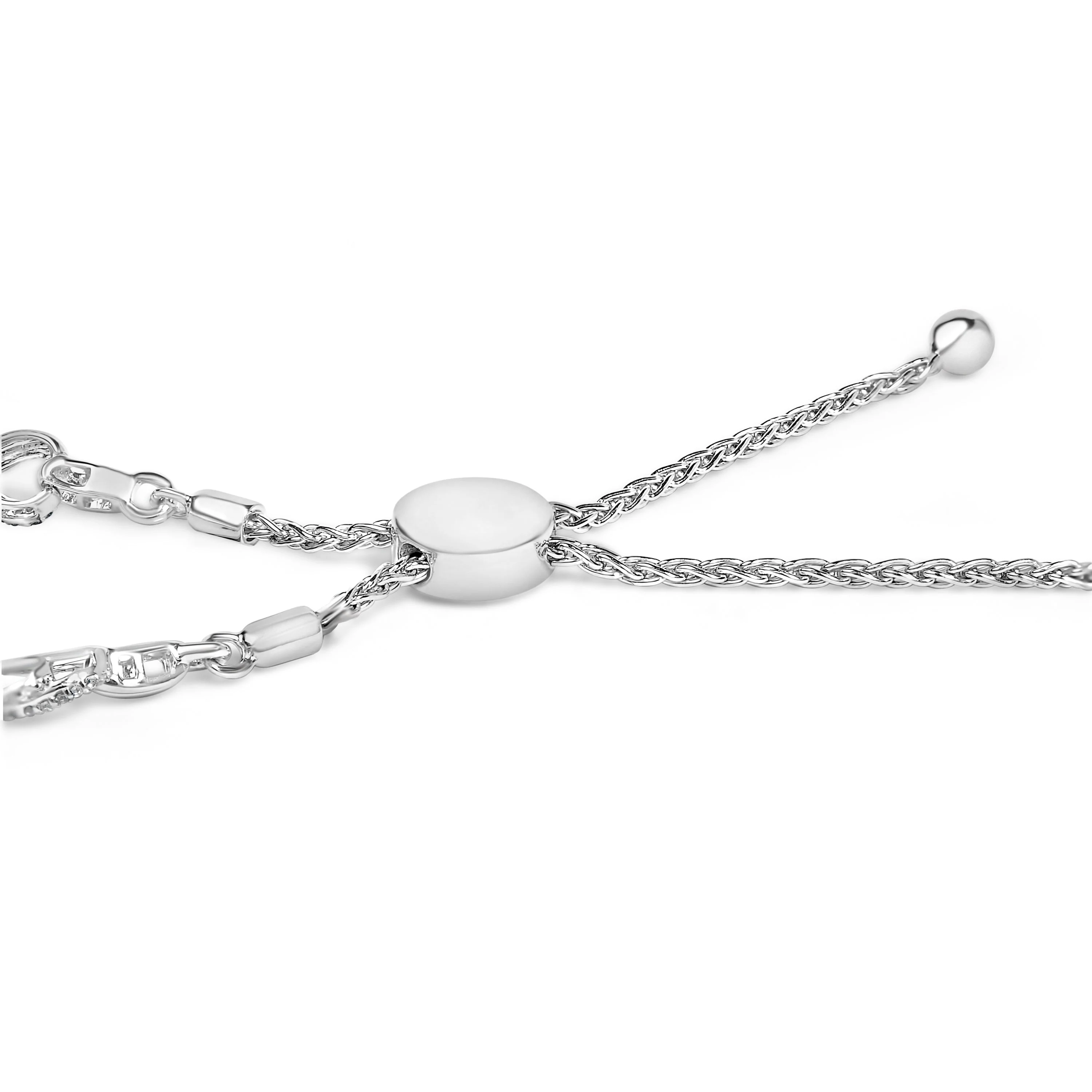 .925 Sterling Silver 1/2 Cttw Diamond Infinity Link Bolo Bracelet - Image 2