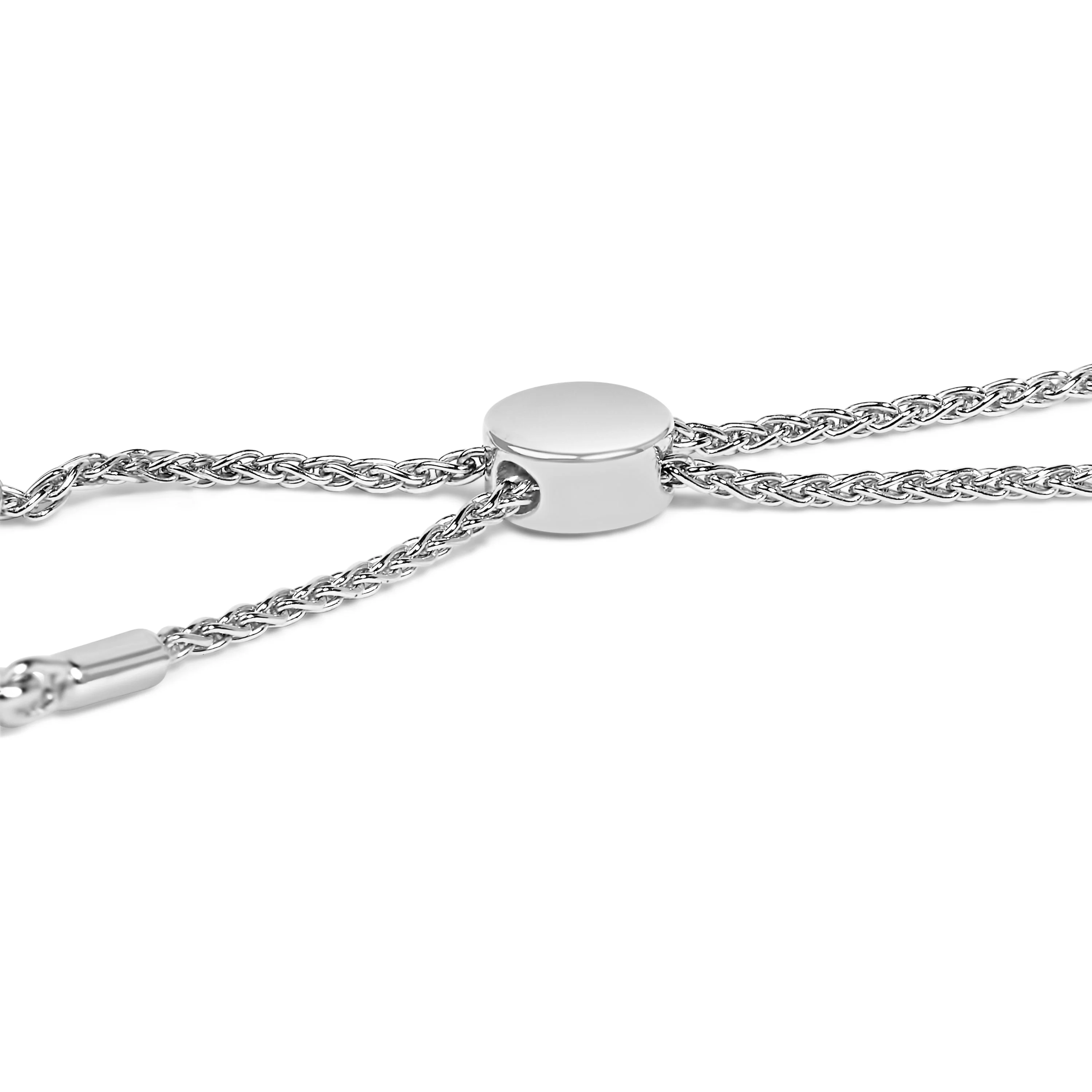 .925 Sterling Silver 1/2 Cttw Diamond Weave and Station Bolo Bracelet - Image 2
