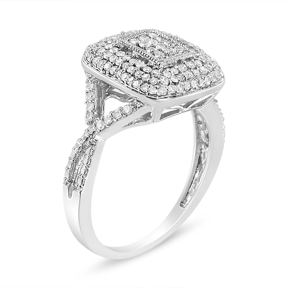 .925 Sterling Silver 1/2 Cttw Round-Cut Diamond Cluster Cushion Ring (I-J , I1-I2) - Size 7 - Image 4
