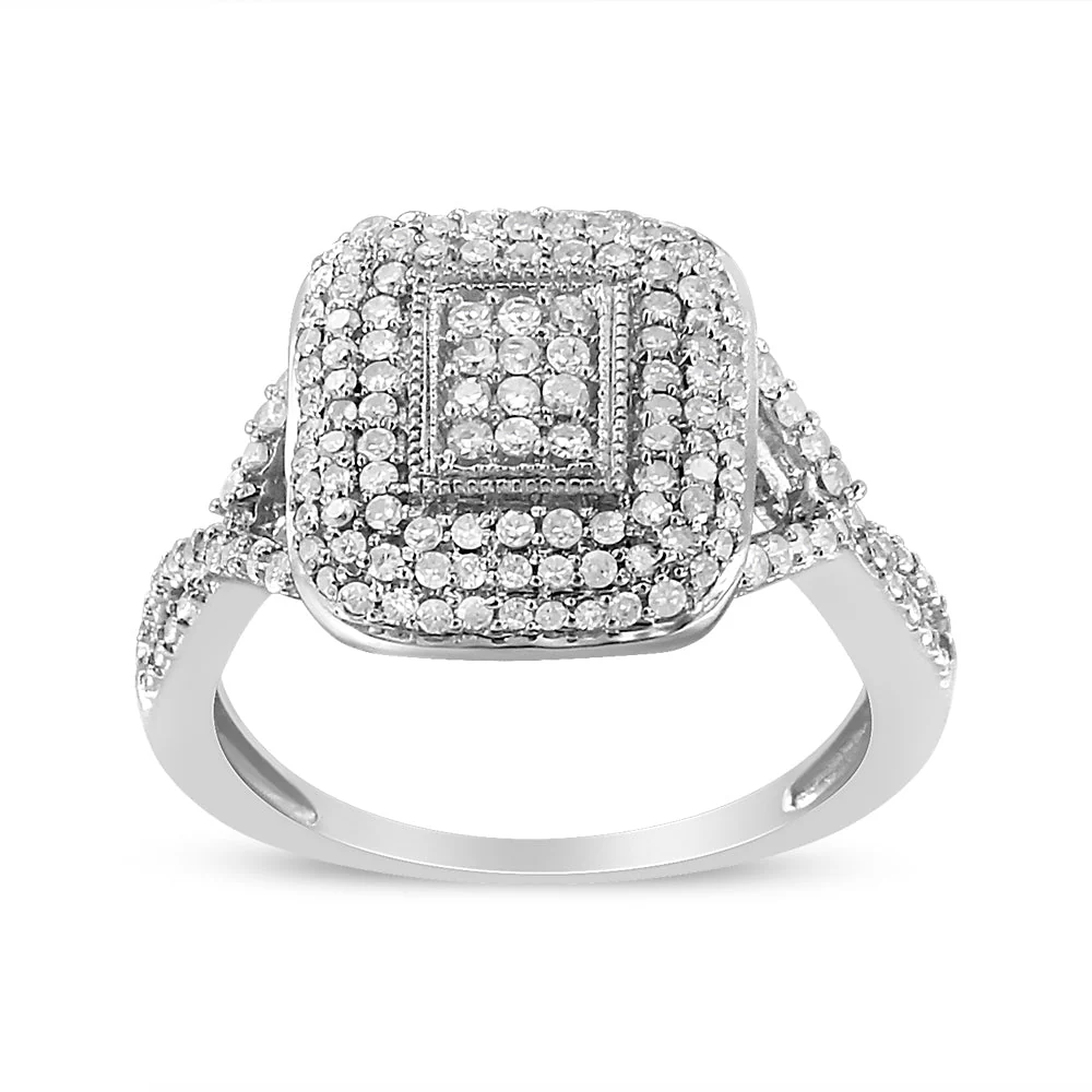 .925 Sterling Silver 1/2 Cttw Round-Cut Diamond Cluster Cushion Ring (I-J , I1-I2) - Size 7 - Image 5