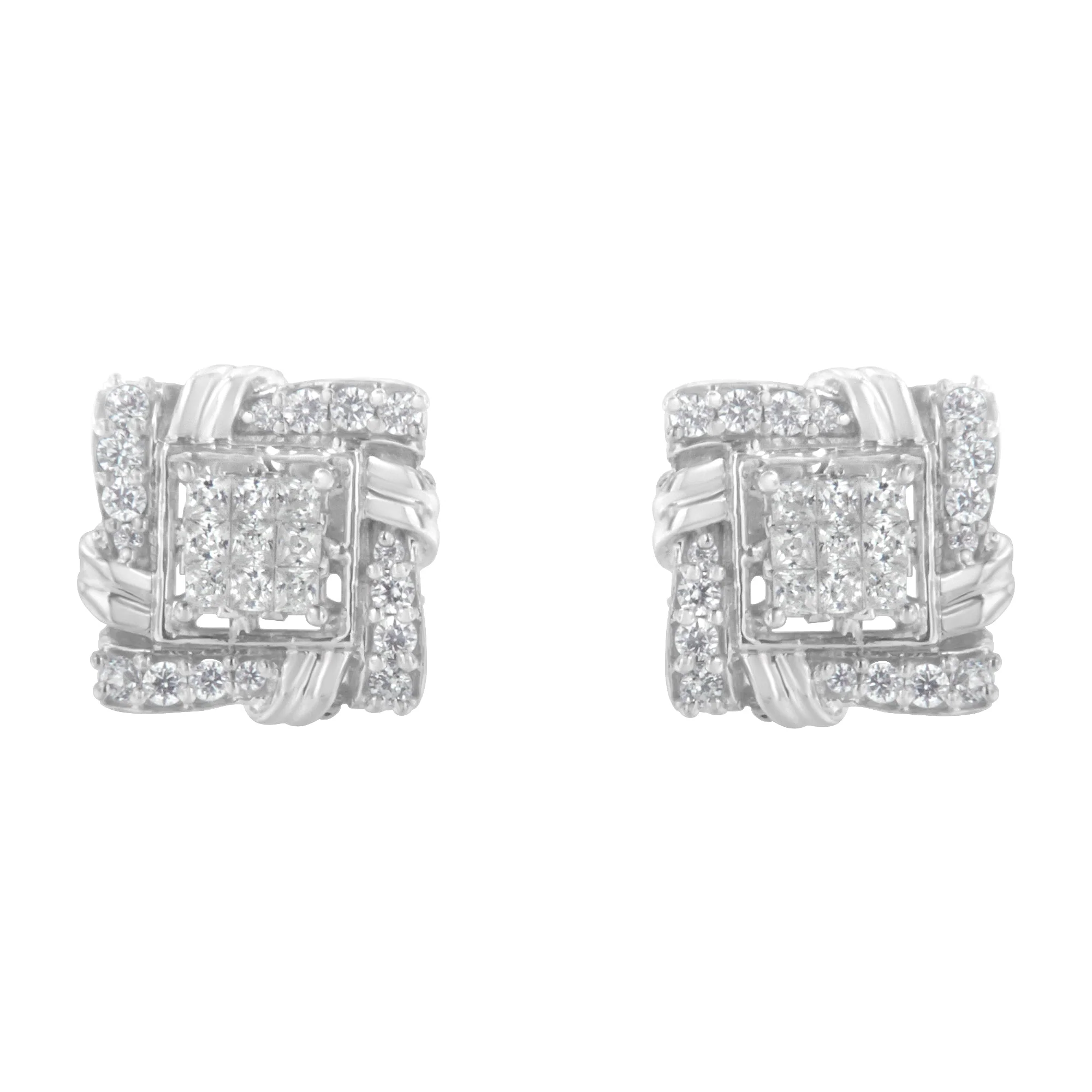 .925 Sterling Silver 1/2 Cttw Round-Cut Diamond Stud Earrings (I-J Color, I1-I2 Clarity) - Image 7