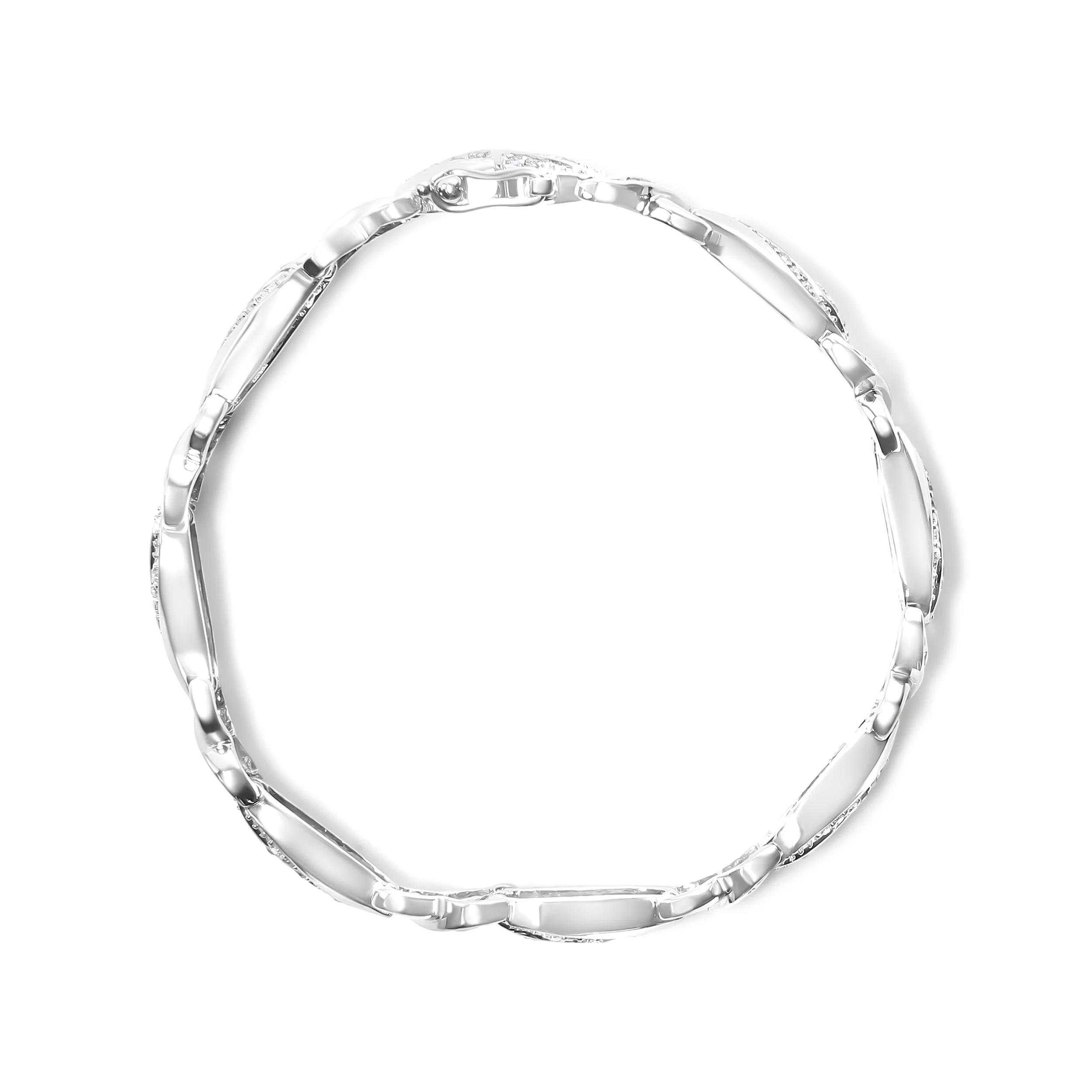 .925 Sterling Silver 1 3/4 Cttw Diamond Wave and X Link Tennis Bracelet (I-J Color, I3 Clarity) - 7" - Image 7