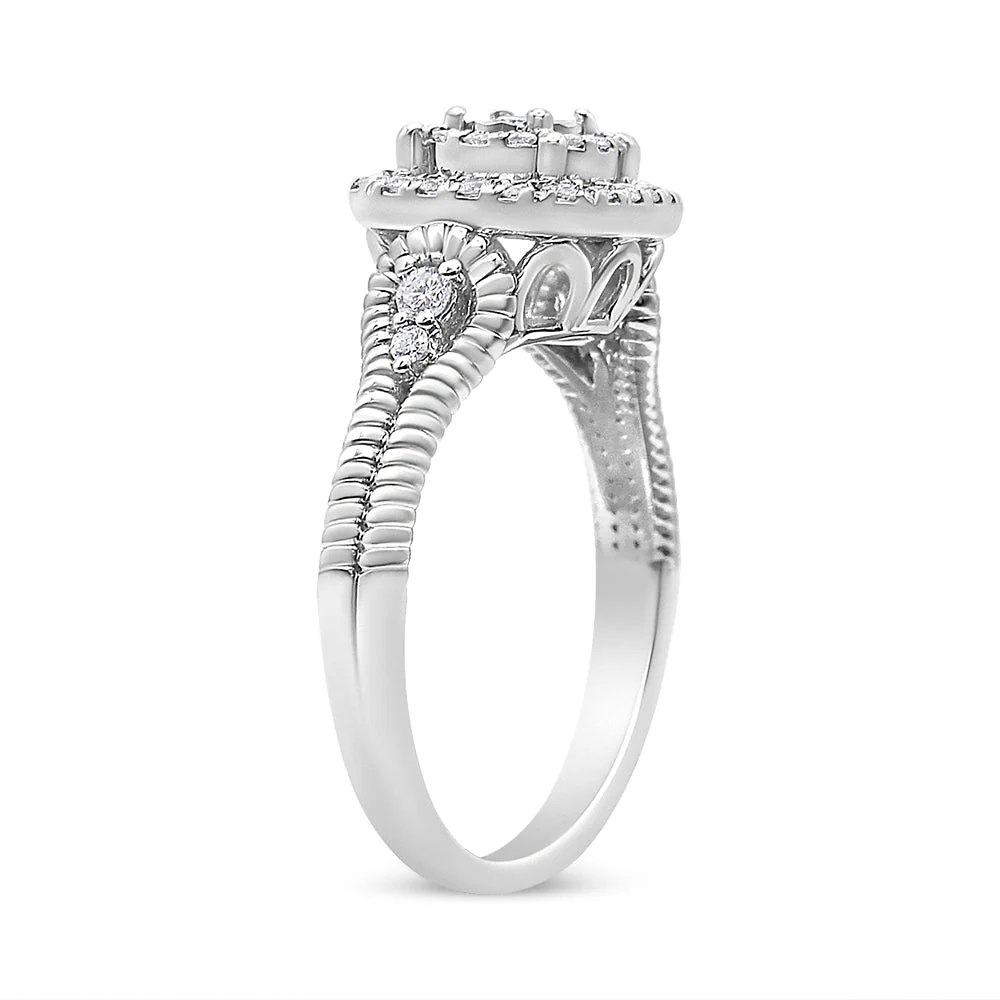 .925 Sterling Silver 1/3 Cttw Miracle Set Round-Cut Diamond Cocktail Ring (H-I Color, I1-I2 Clarity) - Size 7 - Image 4