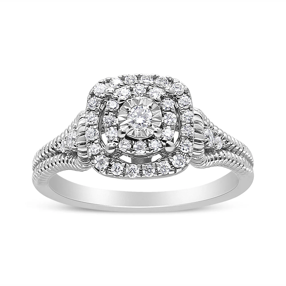 .925 Sterling Silver 1/3 Cttw Miracle Set Round-Cut Diamond Cocktail Ring (H-I Color, I1-I2 Clarity) - Size 7 - Image 5