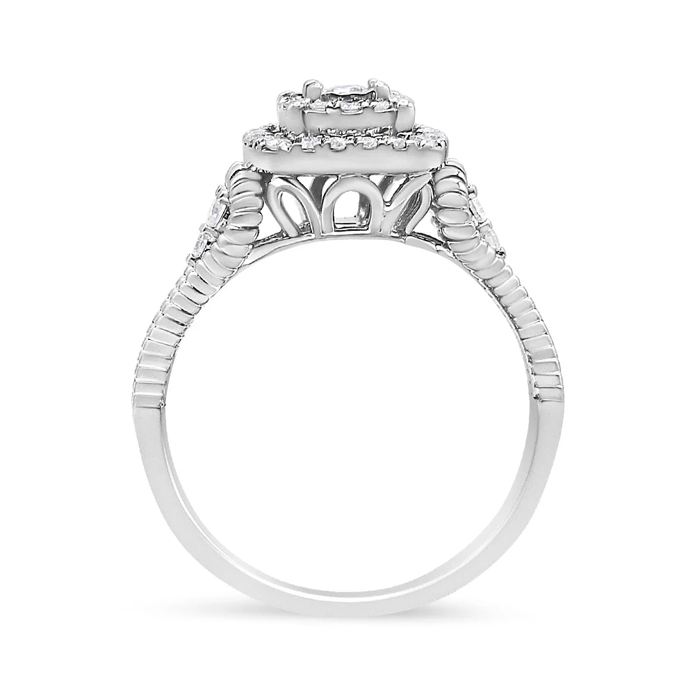 .925 Sterling Silver 1/3 Cttw Miracle Set Round-Cut Diamond Cocktail Ring (H-I Color, I1-I2 Clarity) - Size 7 - Image 7
