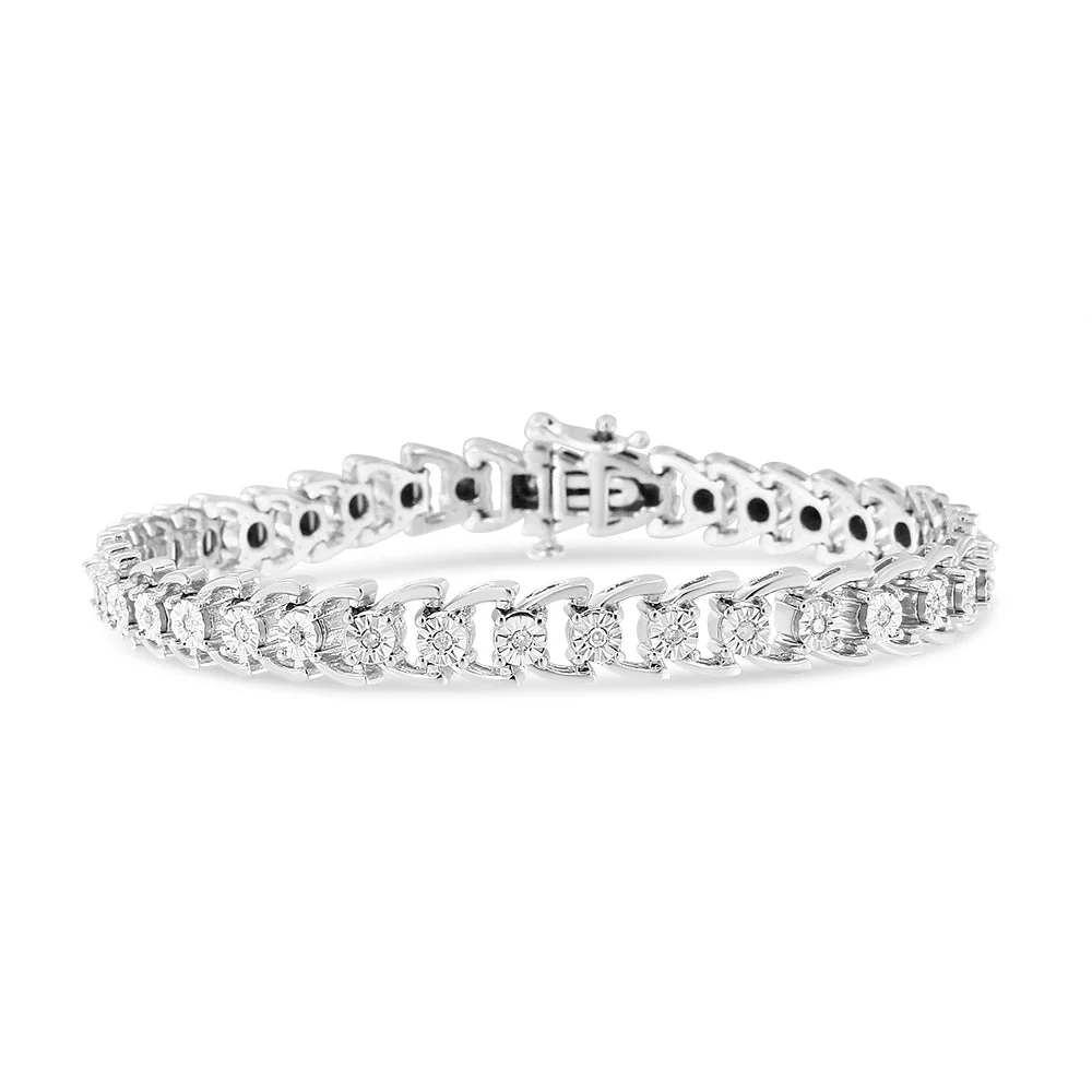 .925 Sterling Silver 1/4 Cttw Miracle Set Round Diamond Composite Open Linked Composite Line Bracelet (I-J Color, I3-Promo Clarity) - 7.5" - Image 5