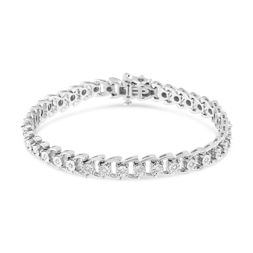 .925 Sterling Silver 1/4 Cttw Miracle Set Round Diamond Composite Open Linked Composite Line Bracelet (I-J Color, I3-Promo Clarity) - 7.5" - Image 6