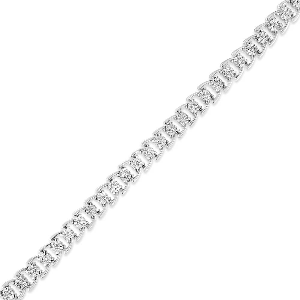.925 Sterling Silver 1/4 Cttw Miracle Set Round Diamond Composite Open Linked Composite Line Bracelet (I-J Color, I3-Promo Clarity) - 7.5" - Image 7