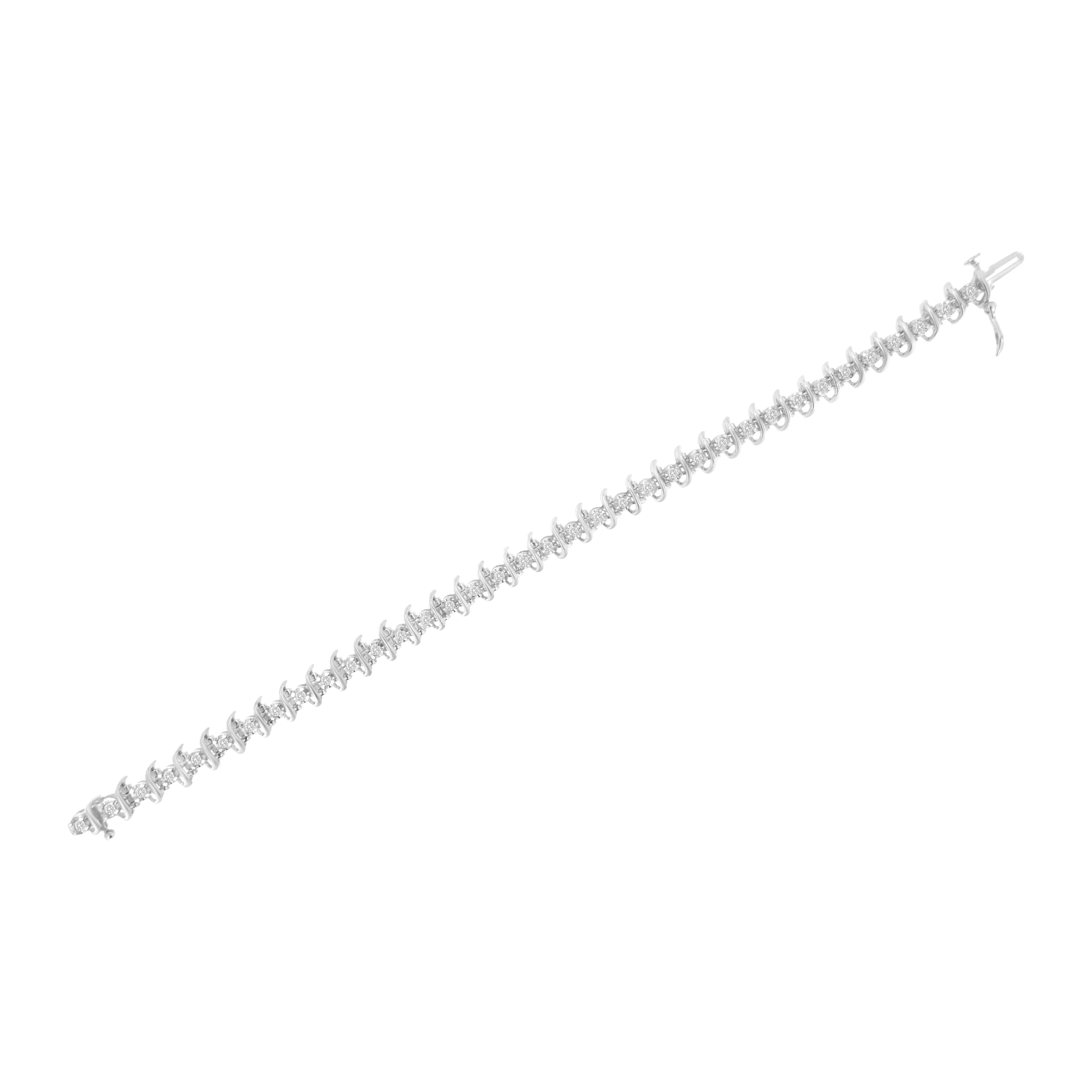 .925 Sterling Silver 1 cttw Prong-Set Diamond Link Bracelet (I-J, I1-I2) - 7.25" - Image 10