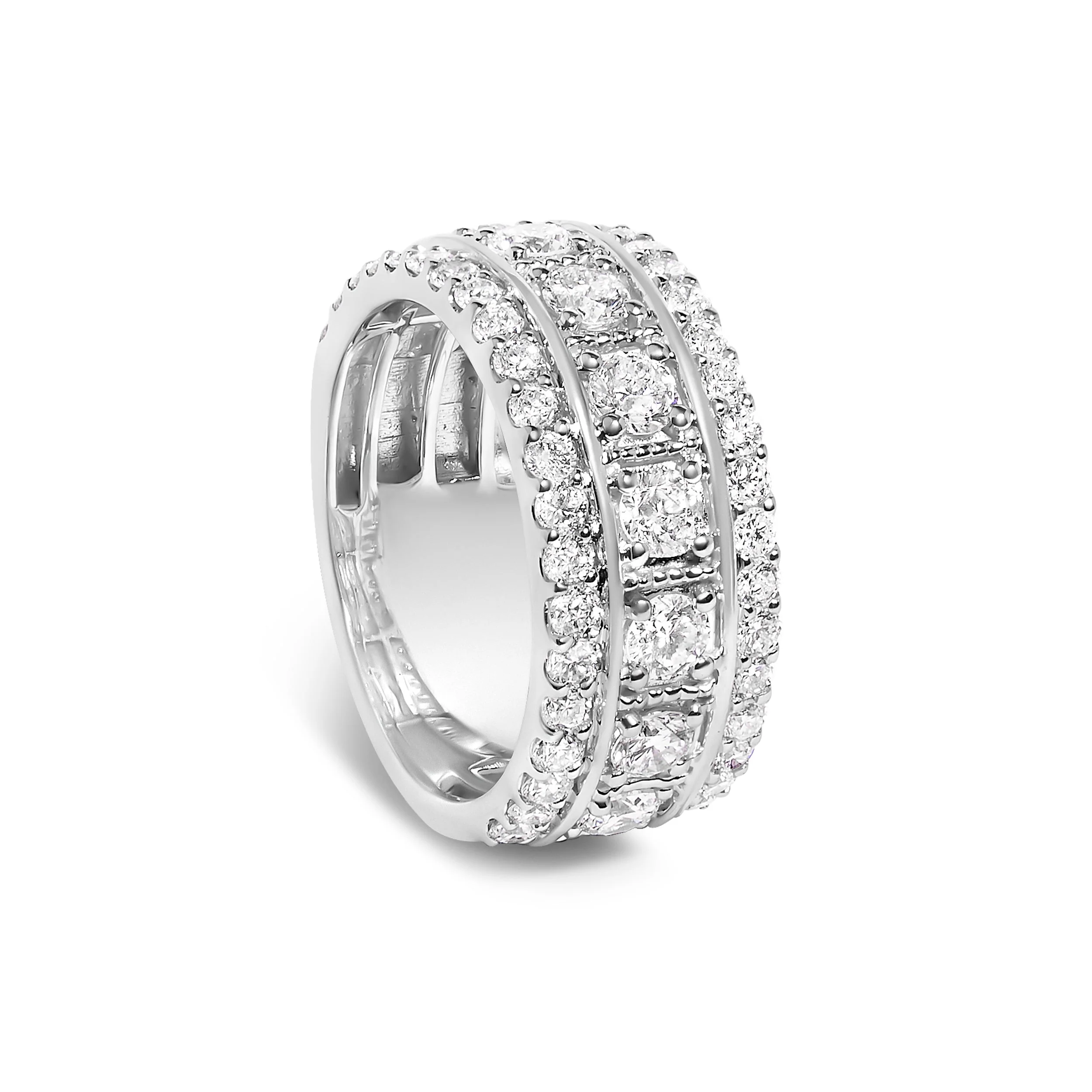 .925 Sterling Silver 2.0 Cttw Lab Grown Diamond Three-Row PavÃ© Band Ring - Image 4