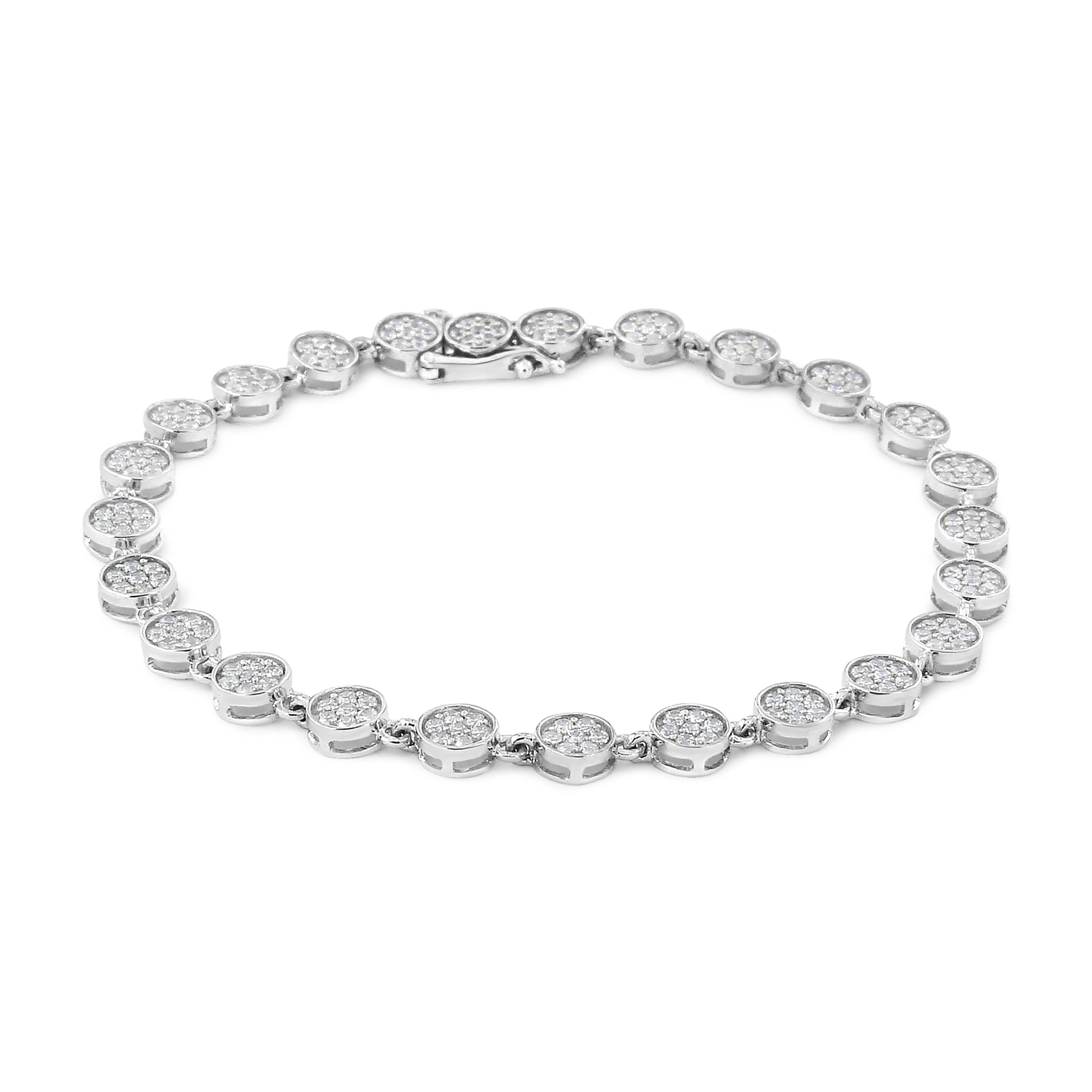 .925 Sterling Silver 2.0 Cttw Round Diamond Link Bracelet (G-H Color, I1-I2 Clarity) - 7.25" - Image 2