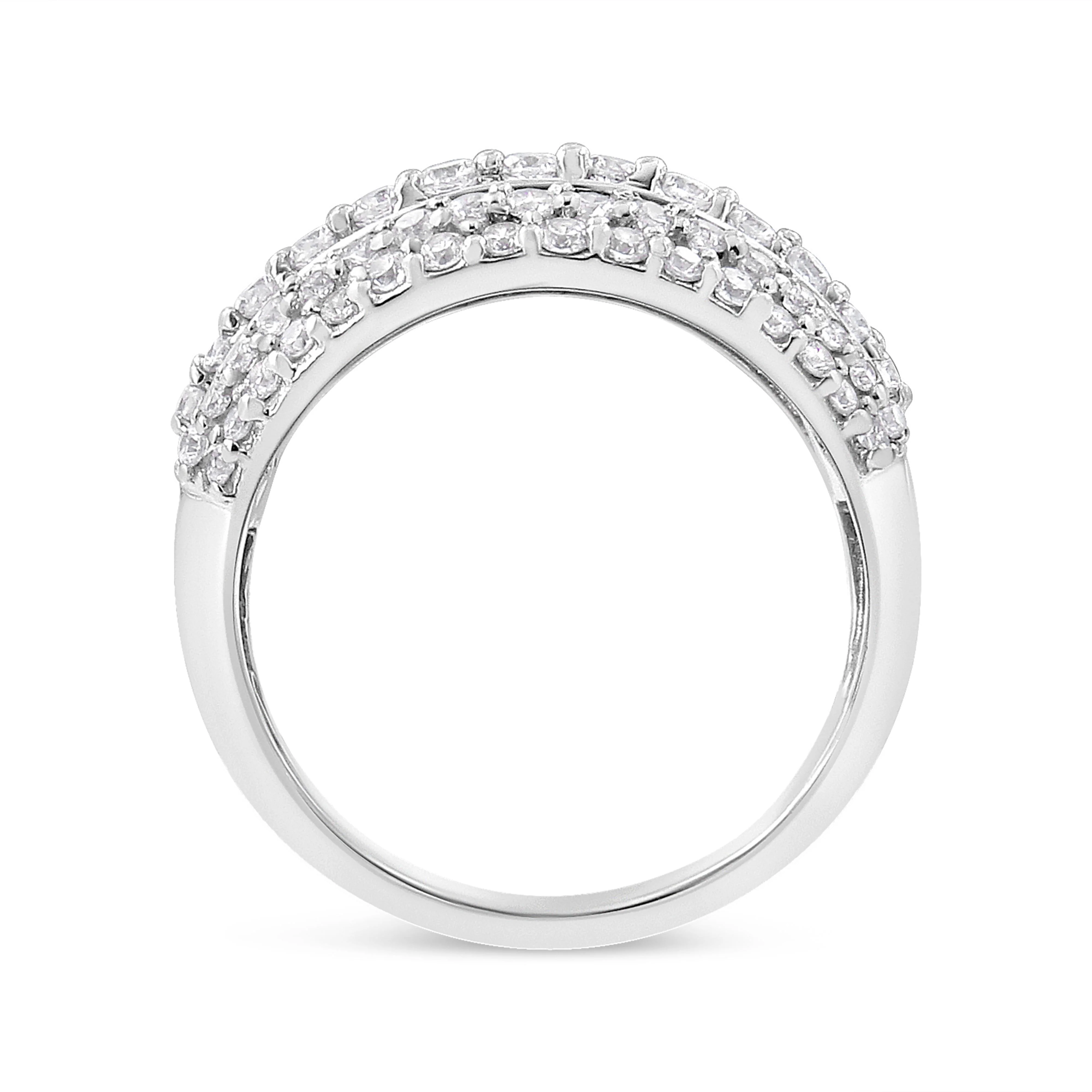 .925 Sterling Silver 2.00 Cttw Round and Baguette-Cut Diamond Cluster Ring (H-I Color, I1-I2 Clarity) - Size 7 - Image 4