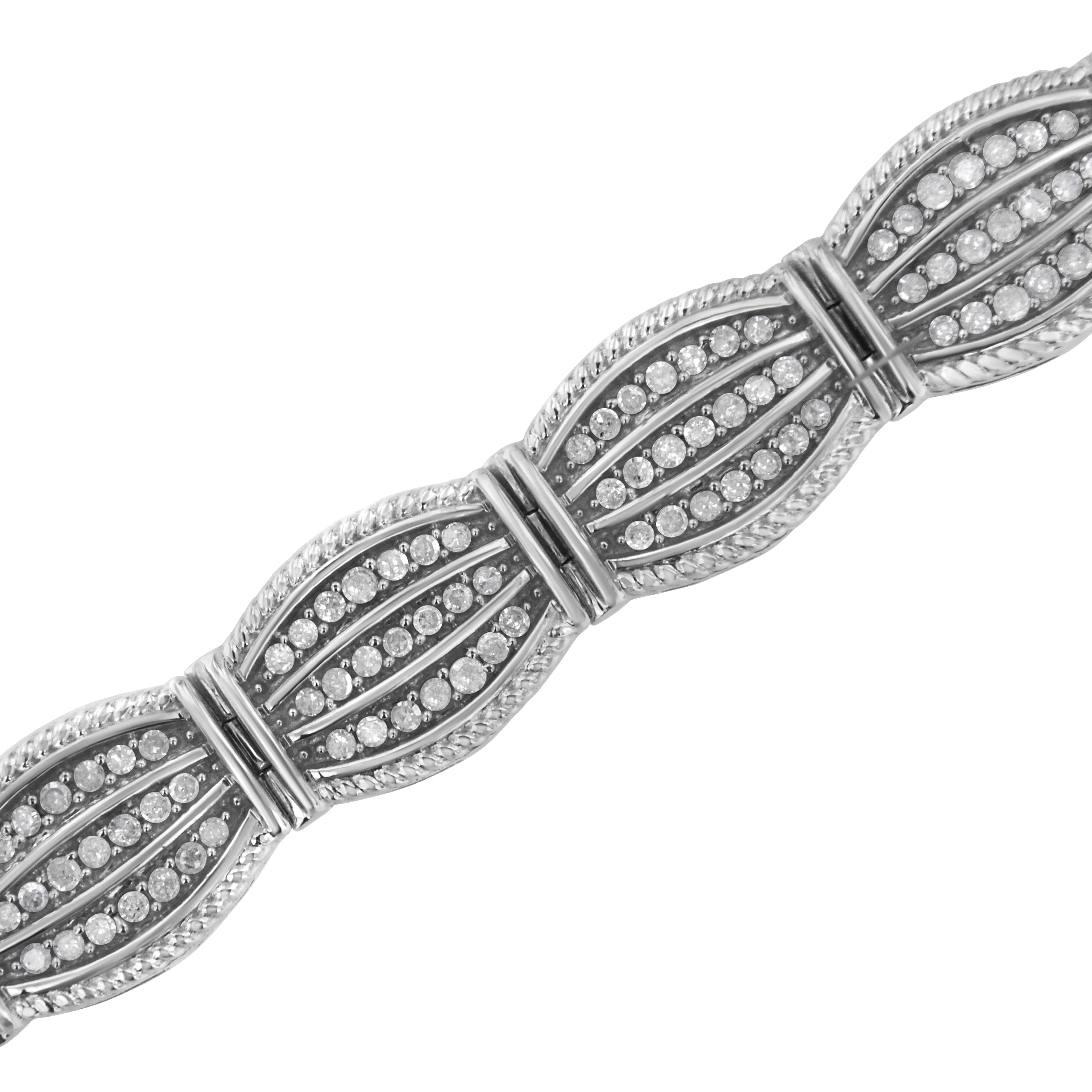 .925 Sterling Silver 3.0 Cttw Prong Set Diamond Art Deco Style Tennis Bracelet (I-J Color, I2-I3 Clarity) - 7.25" - Image 9