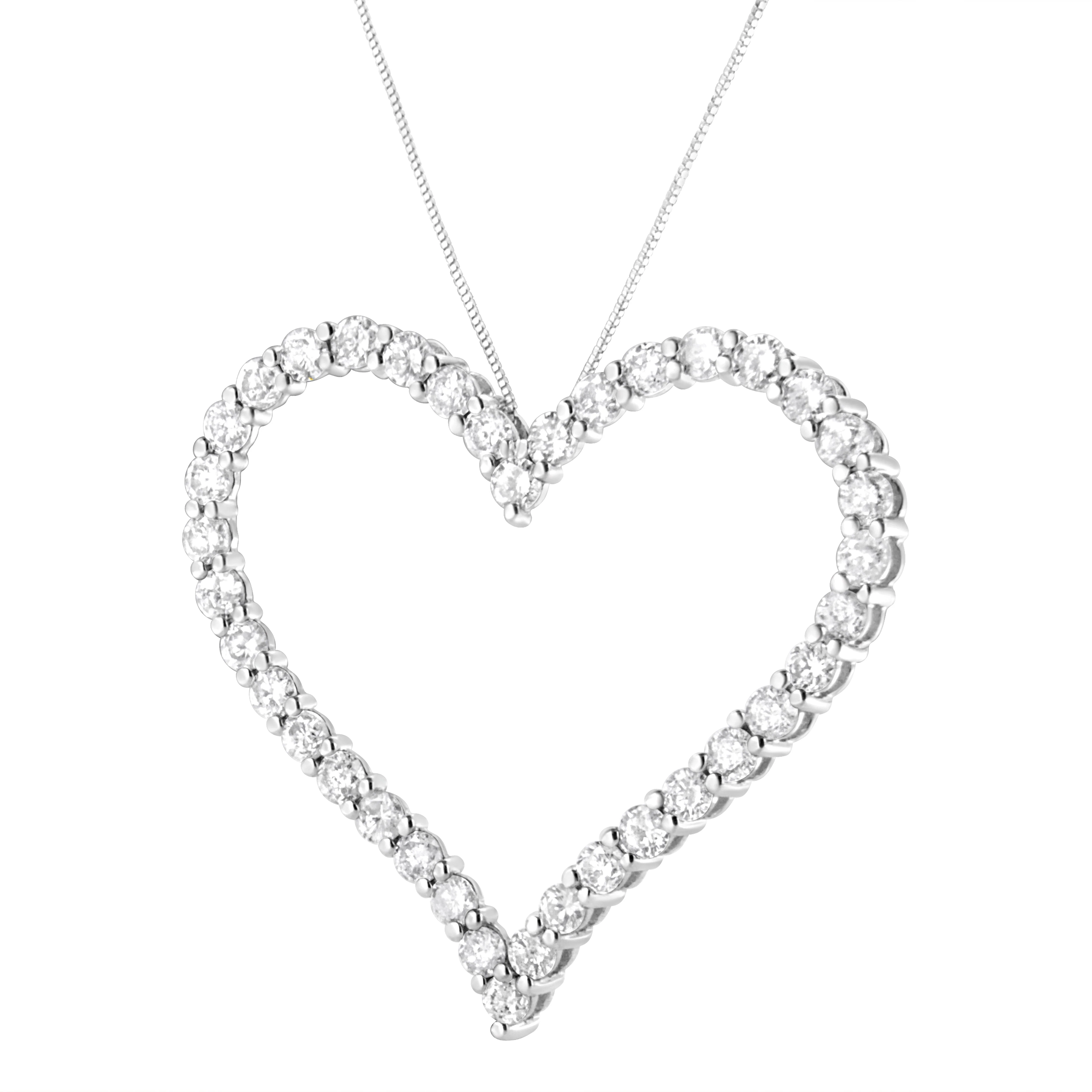 .925 Sterling Silver 3.0 cttw Round-Cut Diamond Open Heart Pendant Necklace (I-J Color, I2-I3 Clarity) - 18" - Image 7