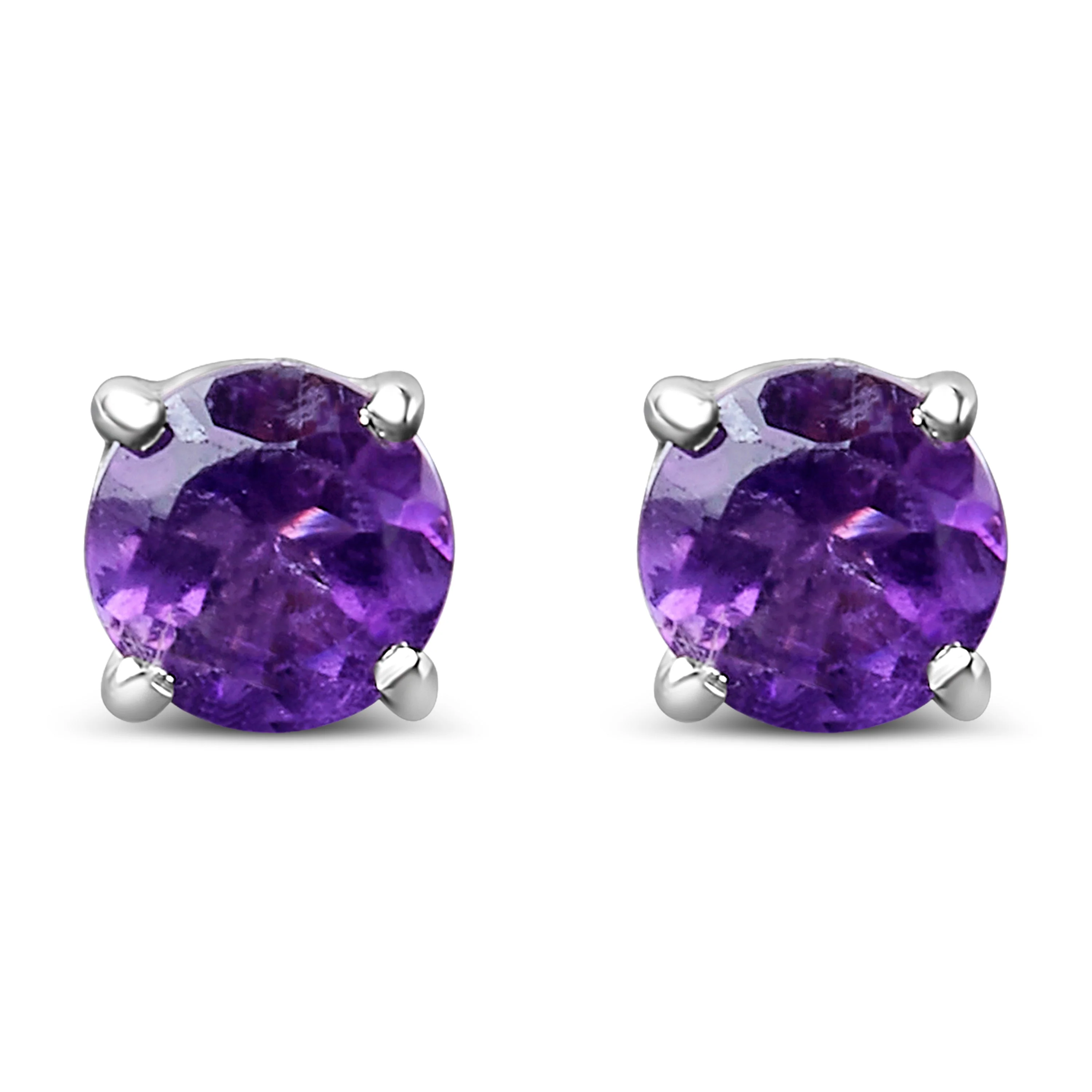 .925 Sterling Silver 3.5 MM Created Round Red Garnet Solitaire Stud Earrings - Image 5