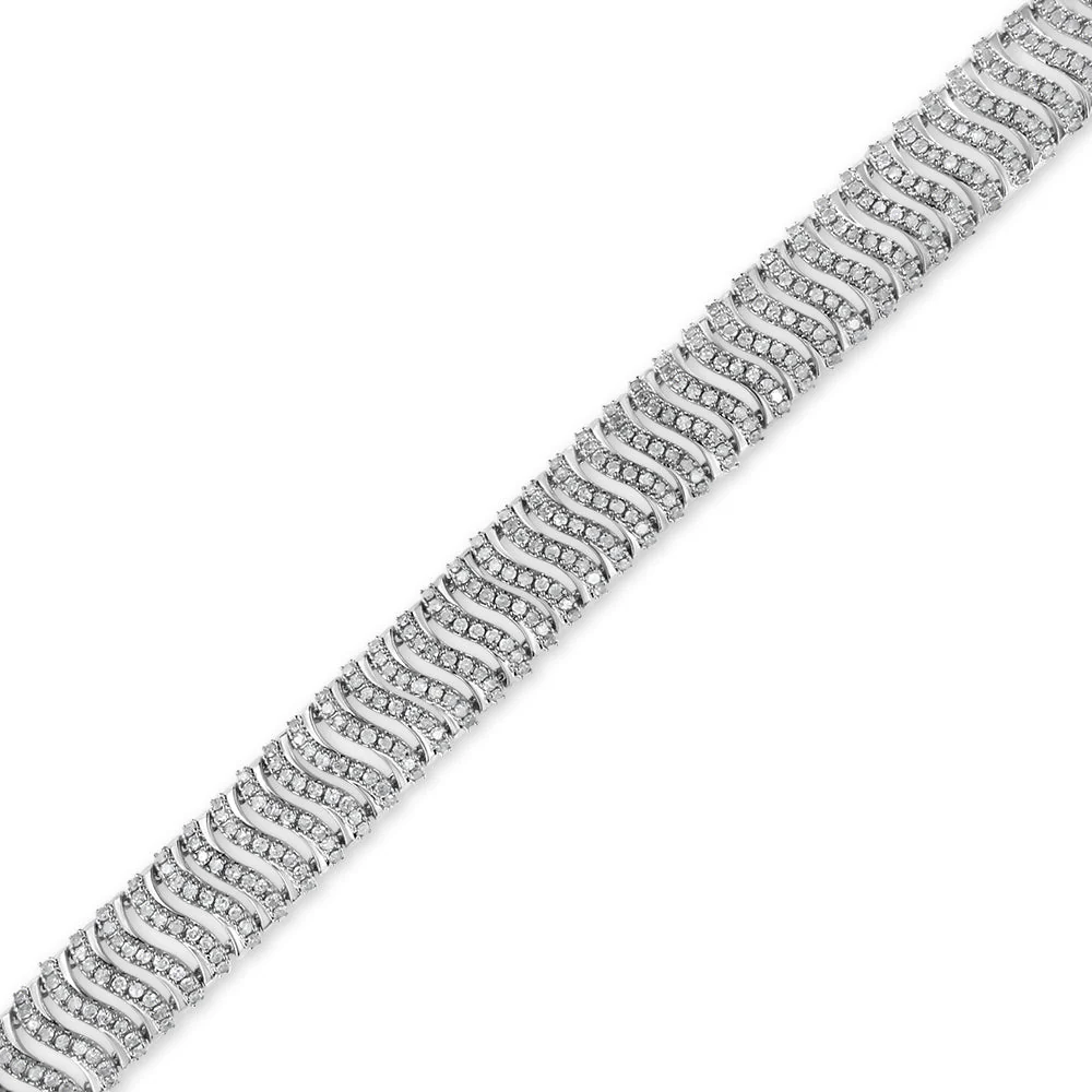 .925 Sterling Silver 5.00 Cttw Round-Cut Diamond "S" Link Bracelet (I-J Color, I3 Clarity) - Size 7.25 - Image 3