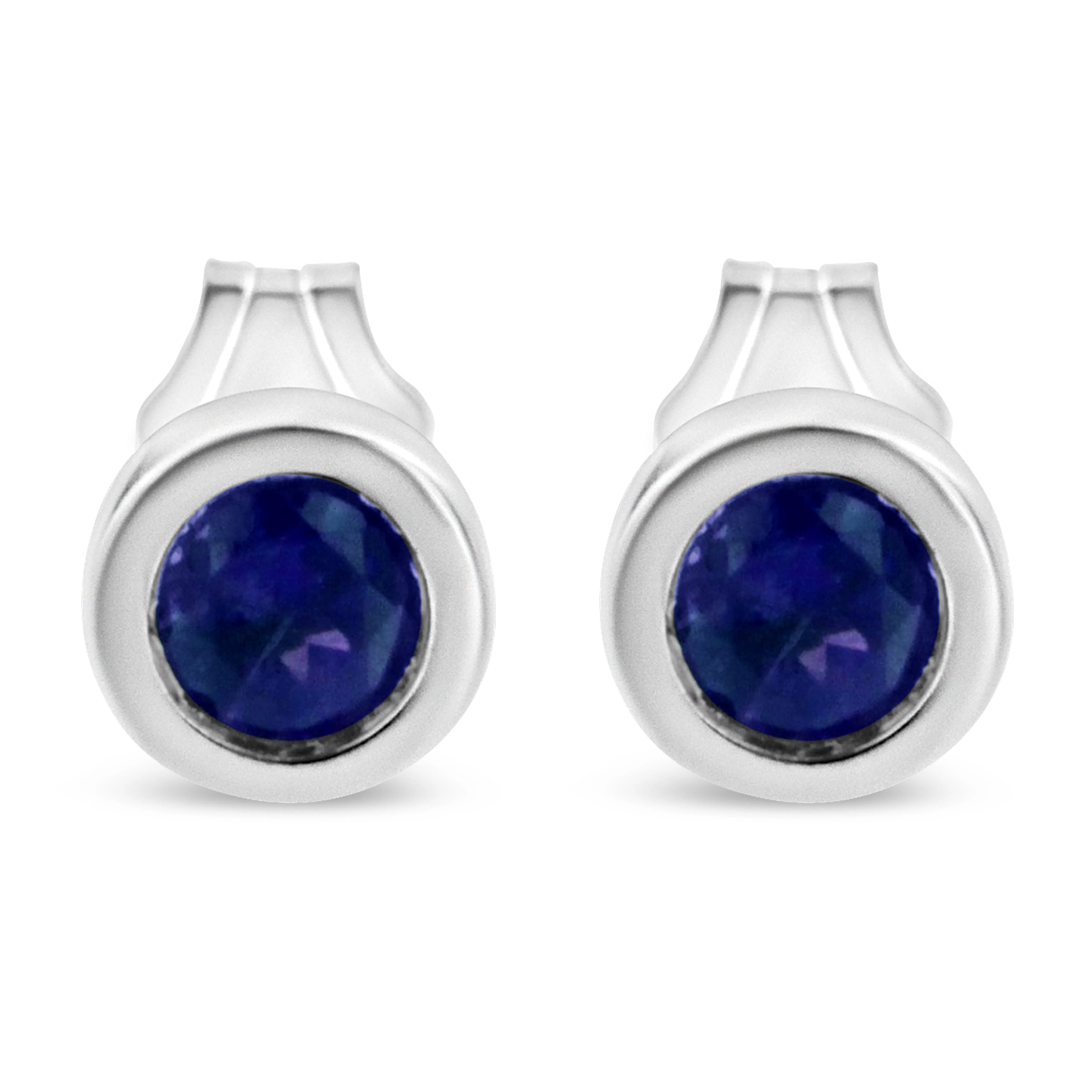.925 Sterling Silver Bezel Set 3.5mm Created Red Ruby Gemstone Solitaire Stud Earrings - Image 4