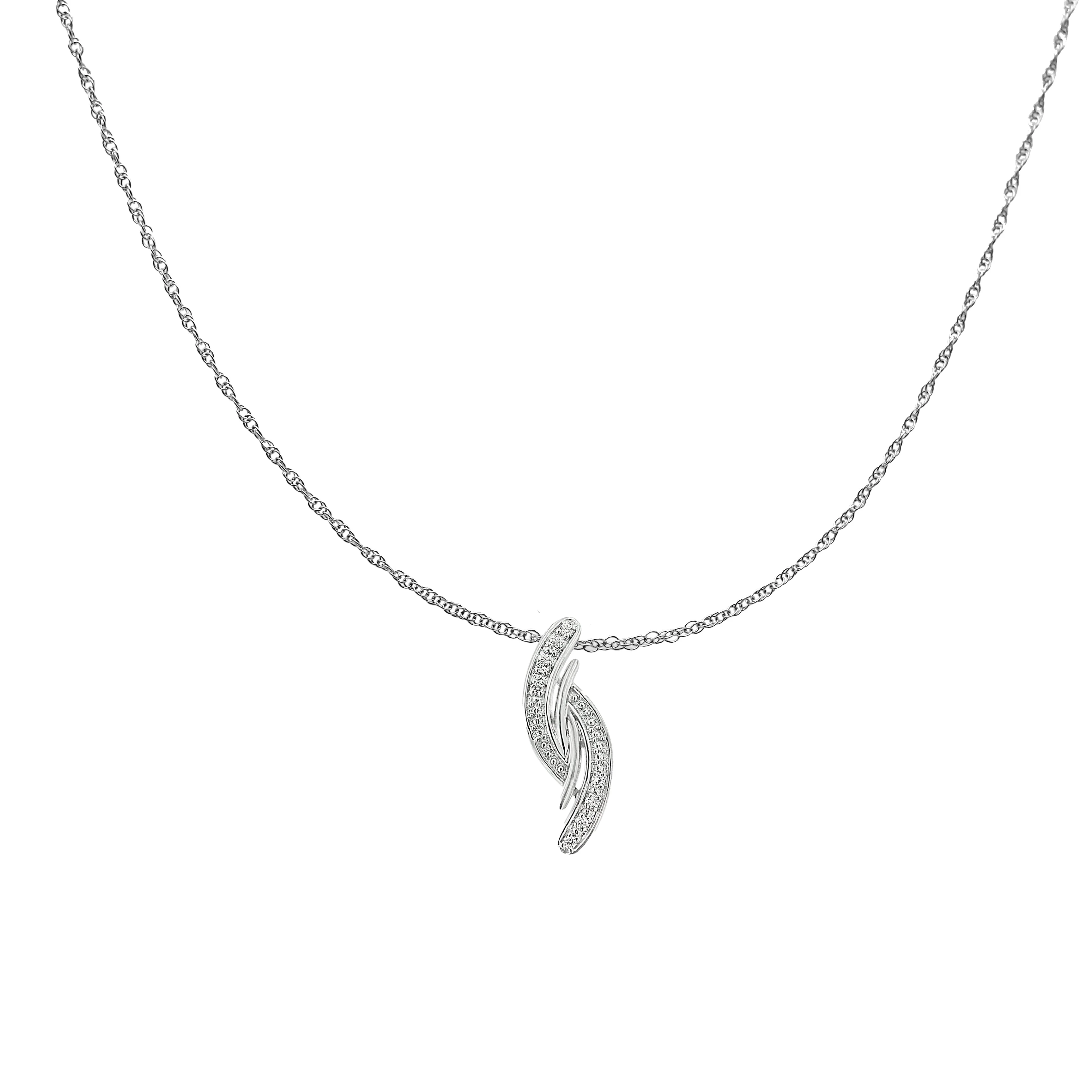 .925 Sterling Silver Diamond Accent Bypass Curve 18" Pendant Necklace (I-J Color, I3 Clarity) - Image 4