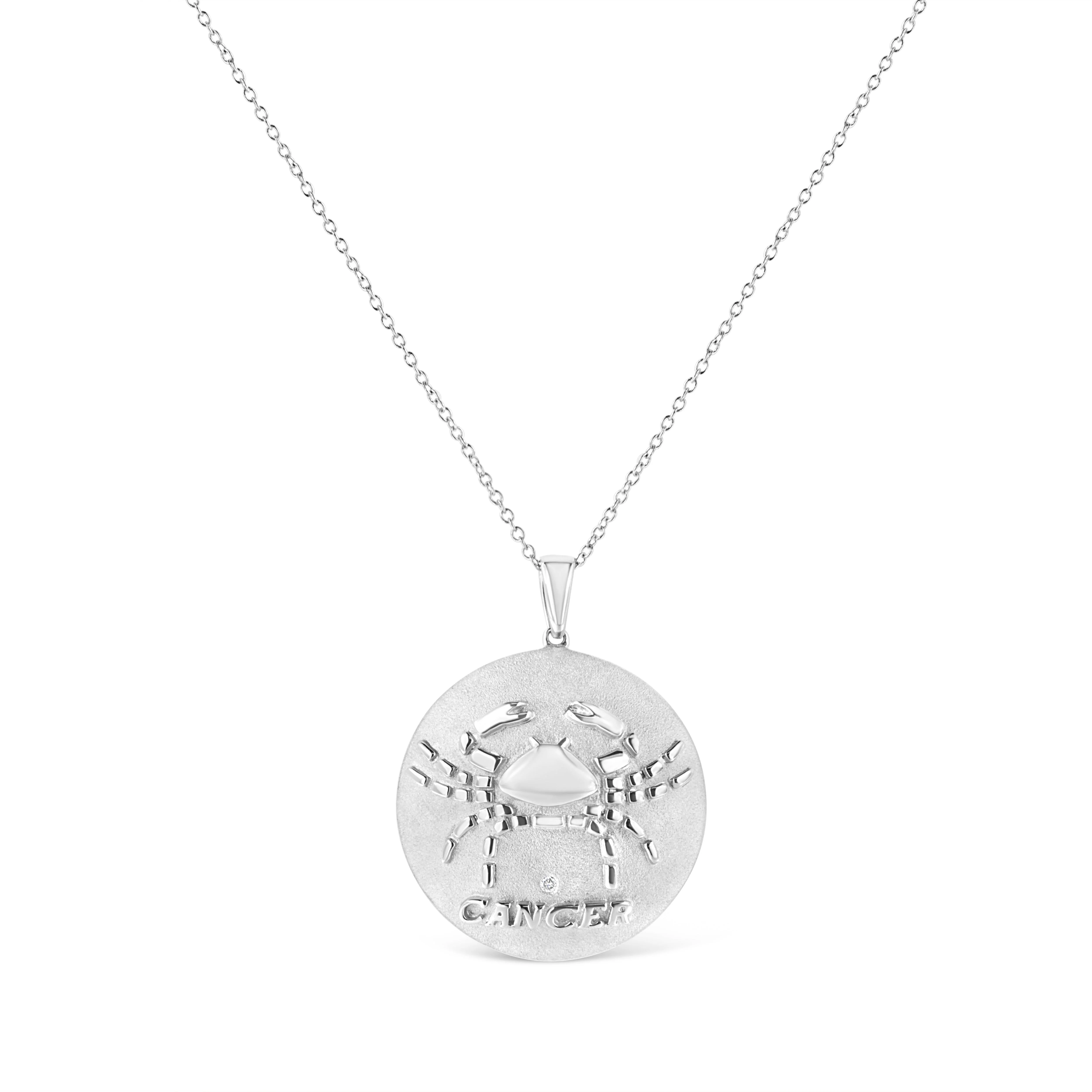 .925 Sterling Silver Diamond Accent Cancer Zodiac Design 18" Pendant Necklace Medallion (K-L Color, I1-I2 Clarity) - Image 5