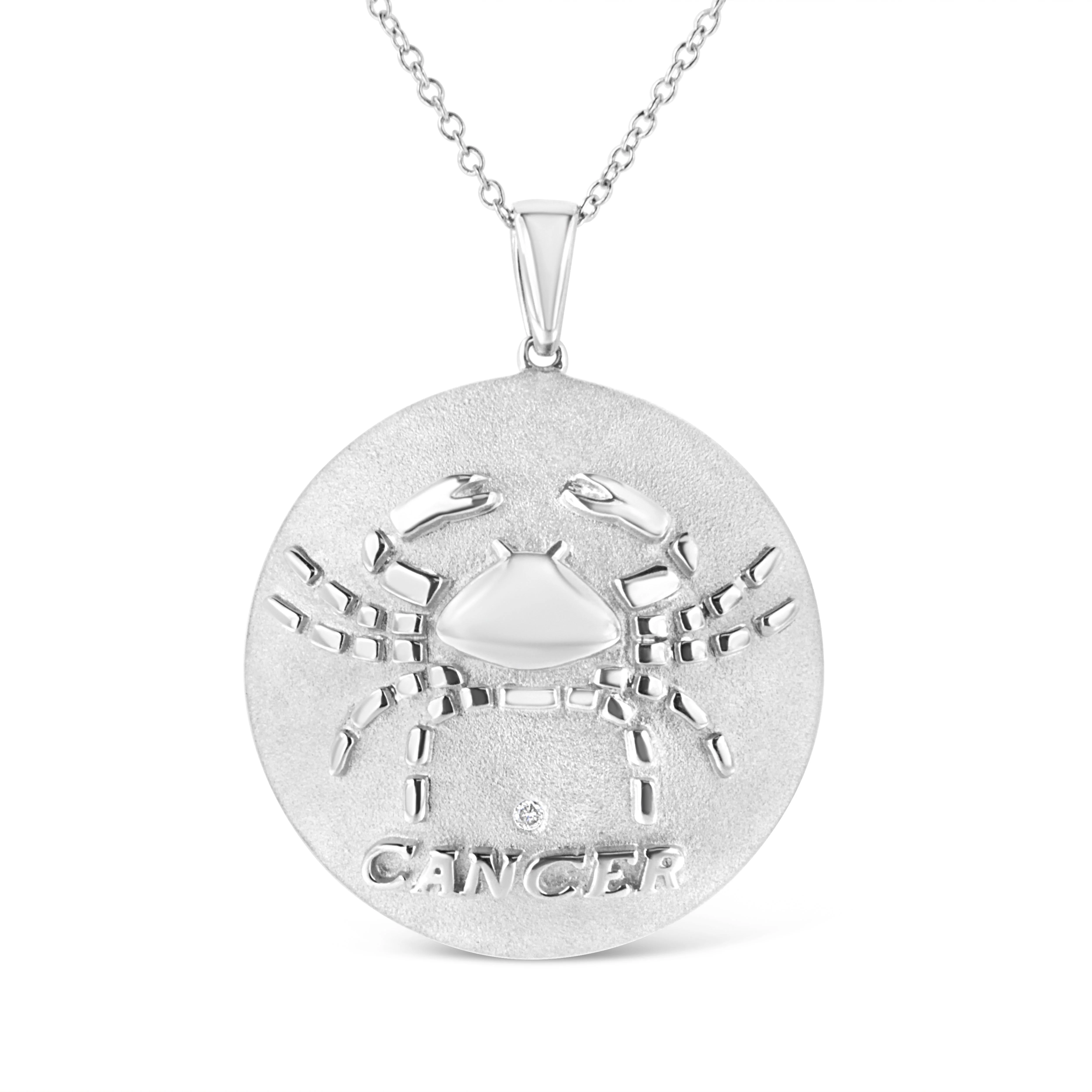 .925 Sterling Silver Diamond Accent Cancer Zodiac Design 18" Pendant Necklace Medallion (K-L Color, I1-I2 Clarity) - Image 8