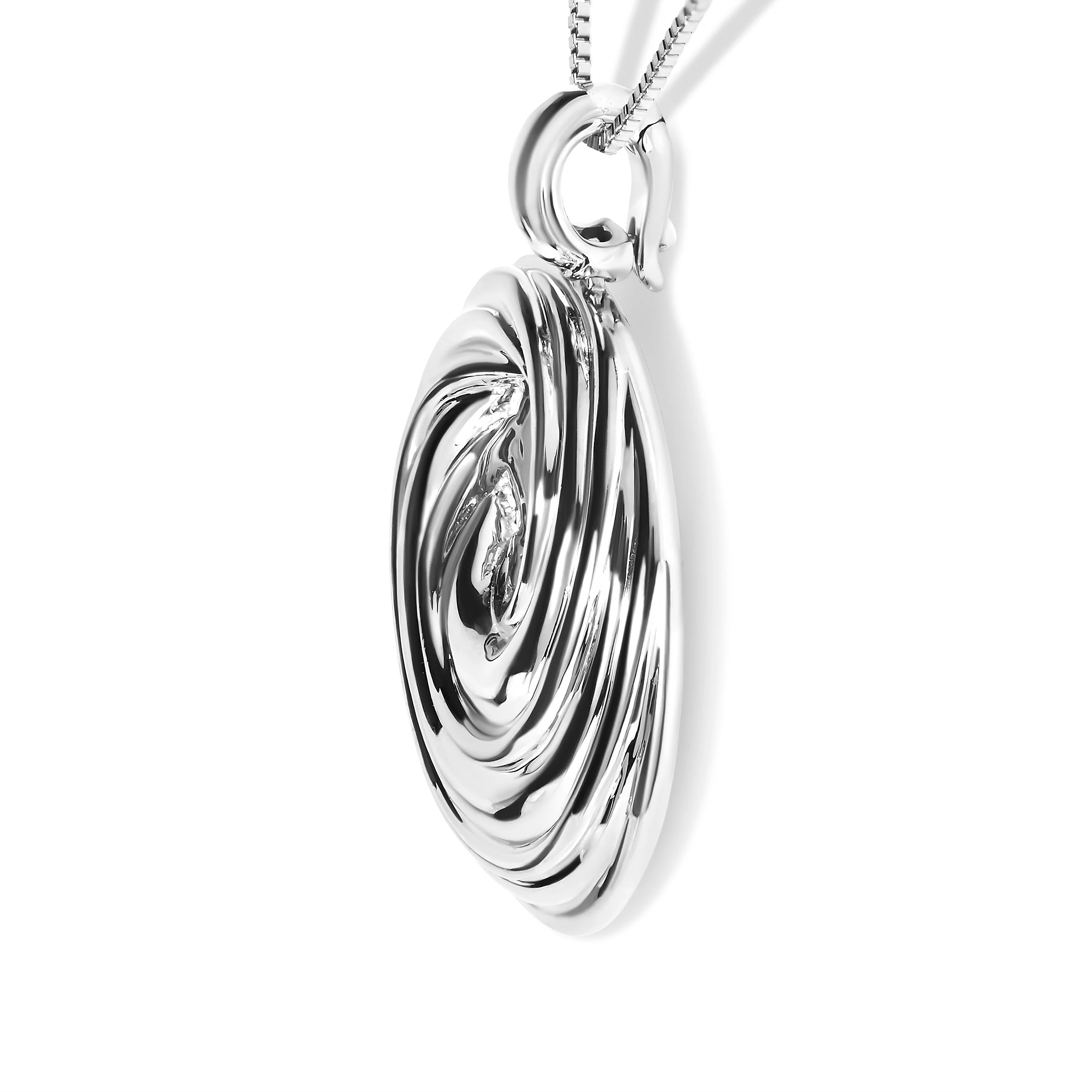 .925 Sterling Silver Endless Wave Swirl Statement Medallion 18" Pendant Necklace - Image 3