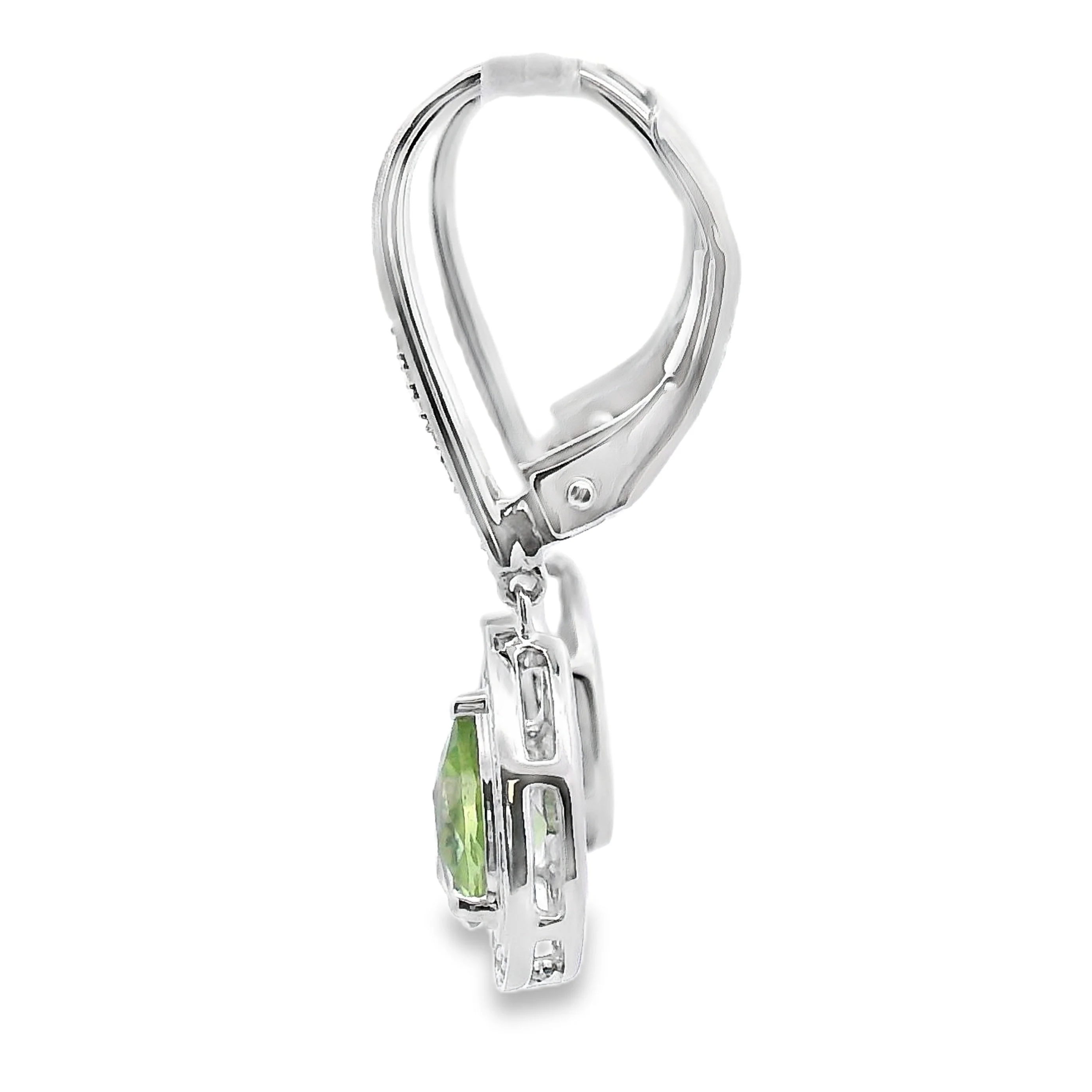 .96ct Peridot Diamond Dangle Earrings 10KT White Gold - Image 2