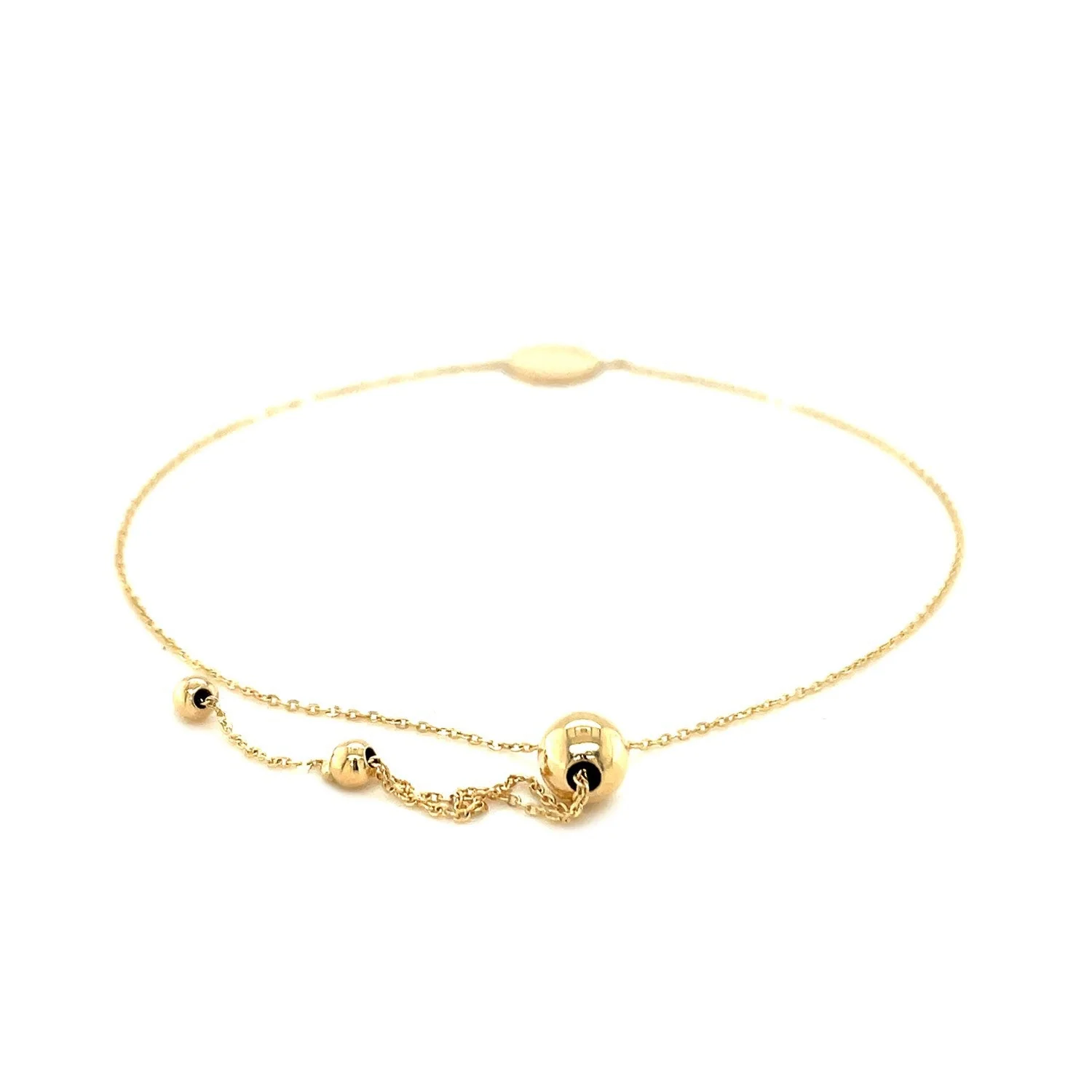 Adjustable Bracelet with Shiny Circle in 14k Yellow Gold - Image 3